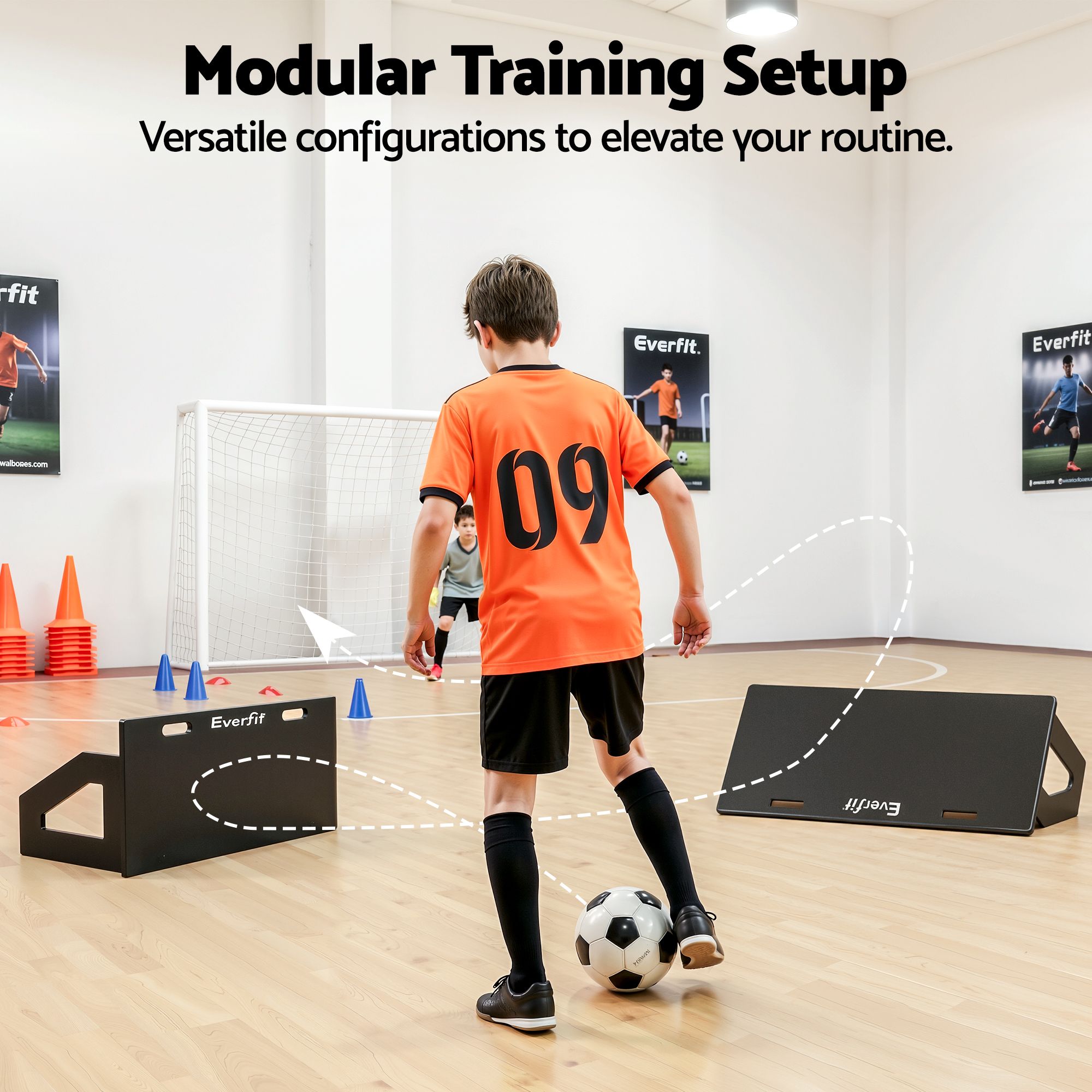 Everfit Soccer Rebounder Board 100x40cm Football Rebound Wall with 2 Angles - Image 8