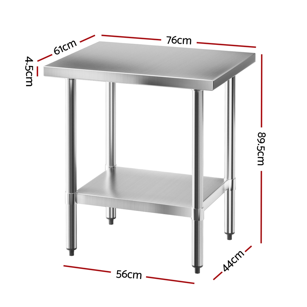 Cefito Stainless Steel Kitchen Bench Work Table 610 x760MM 430 - Image 2