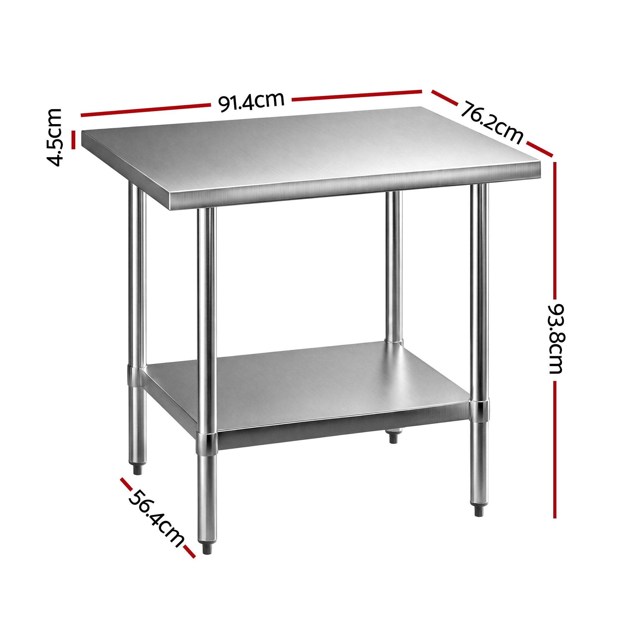 Cefito 914x762mm Stainless Steel Kitchen Bench 430 - Image 3