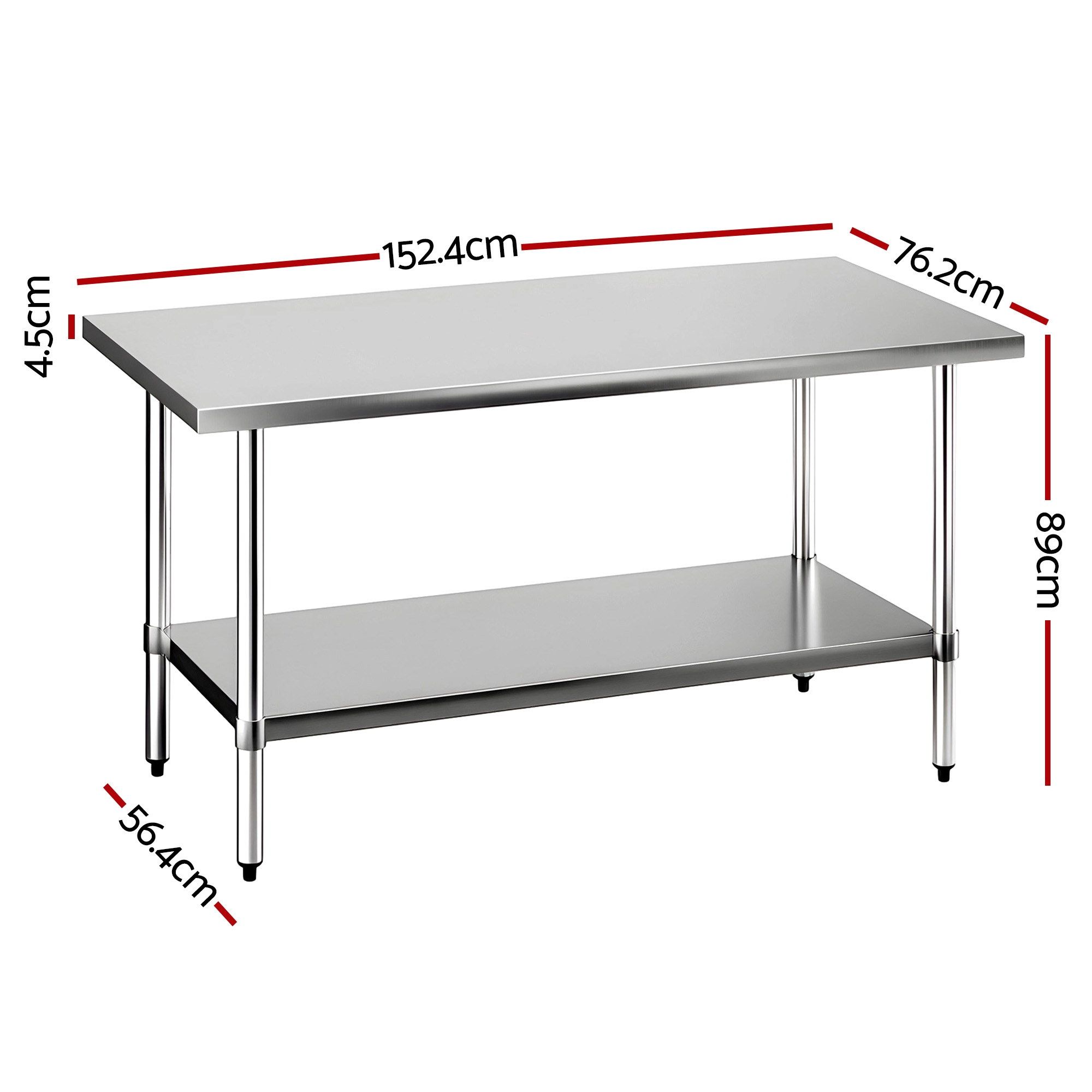 Cefito 1524x762mm Stainless Steel Kitchen Bench 430 - Image 3