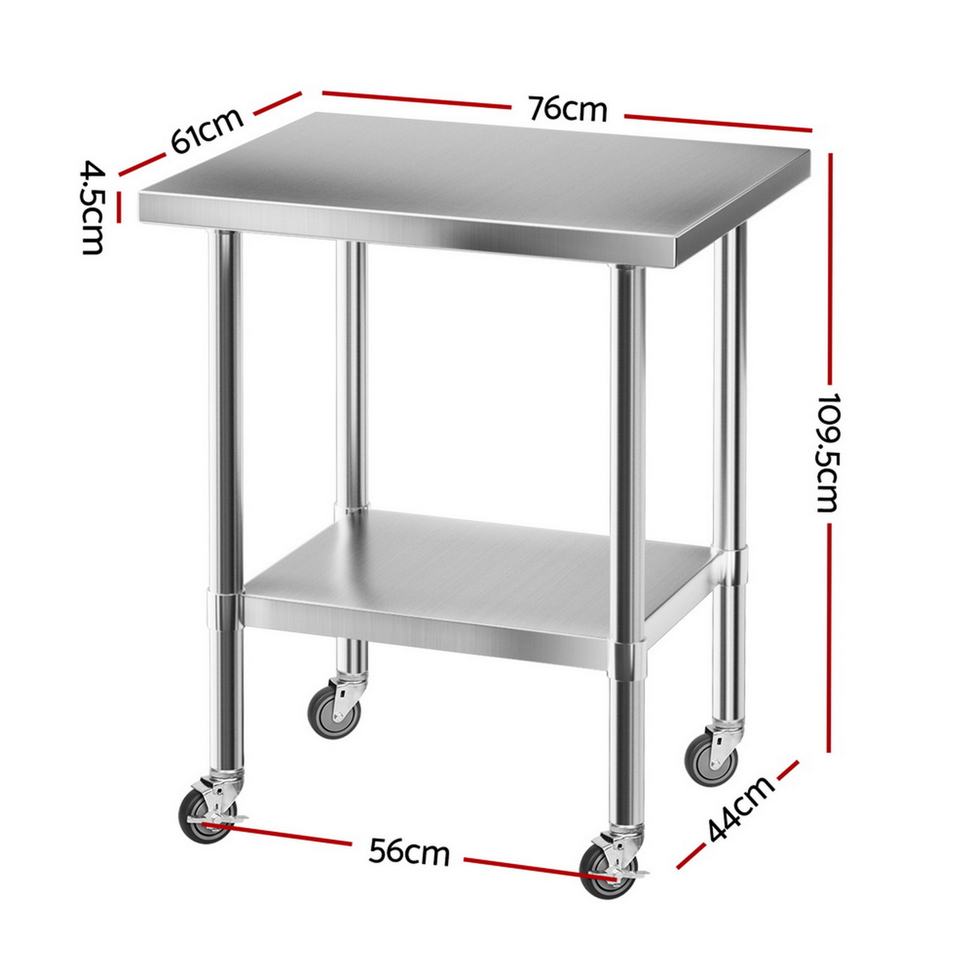 Cefito Stainless Steel Kitchen Bench w/ Splashback 760x610MM 430 - Image 2