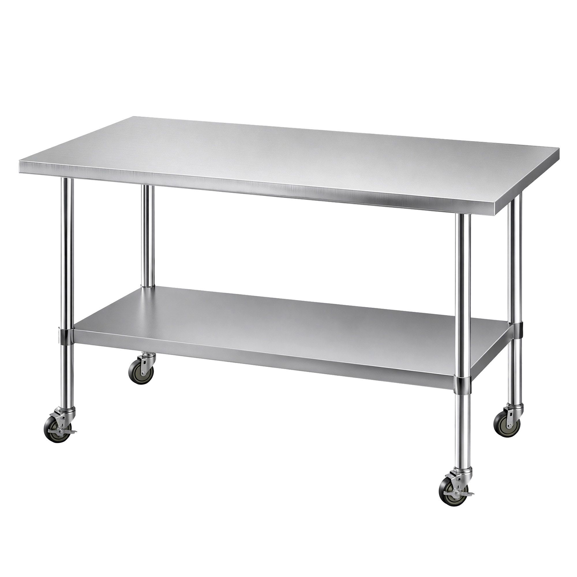 Cefito 1524x762mm Stainless Steel Kitchen Bench w/ Splashback Work Table Prep Bench Commercial 430 - Image 1