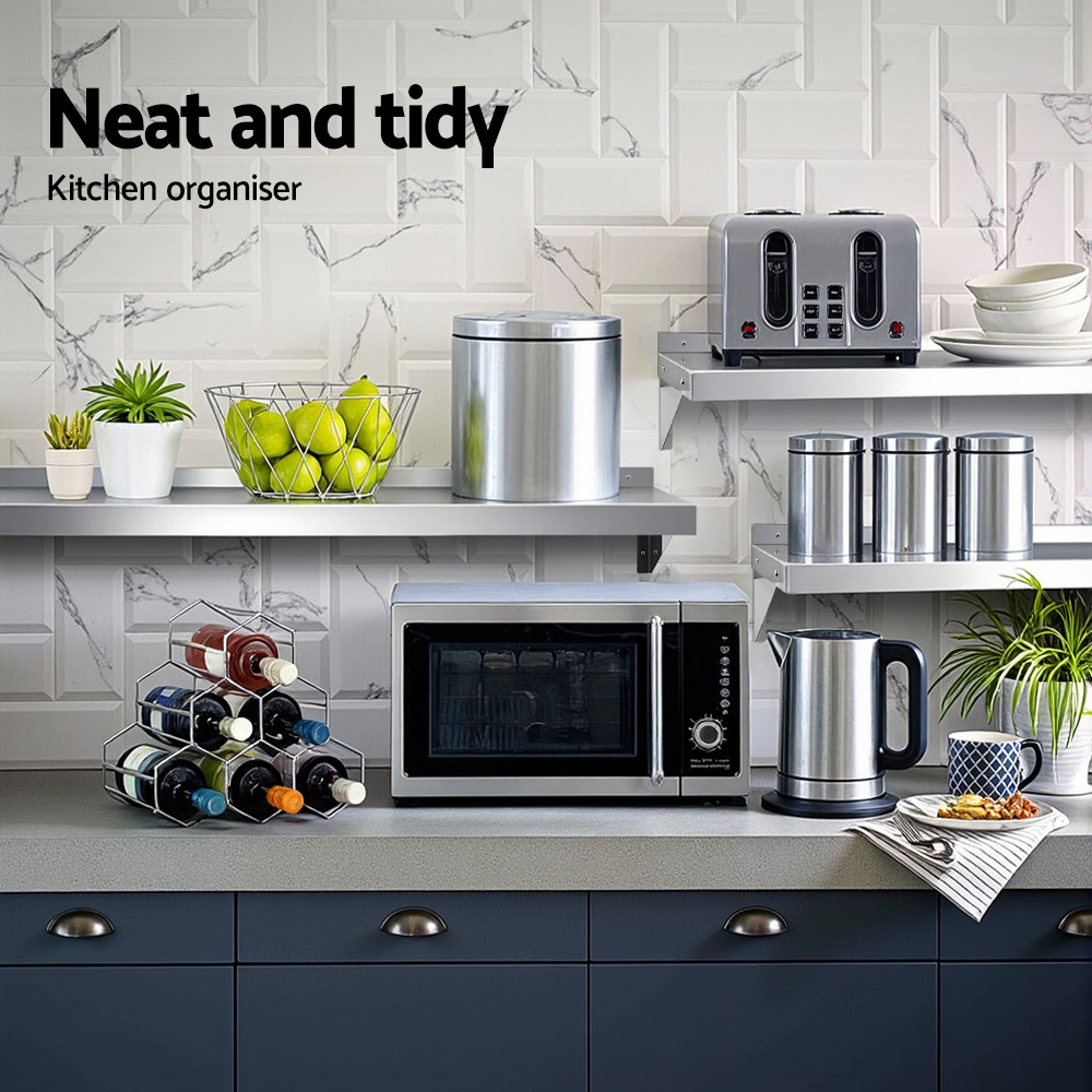 Cefito 2PCS 1200mm Stainless Steel Kitchen Wall Shelf Mounted Rack - Image 4