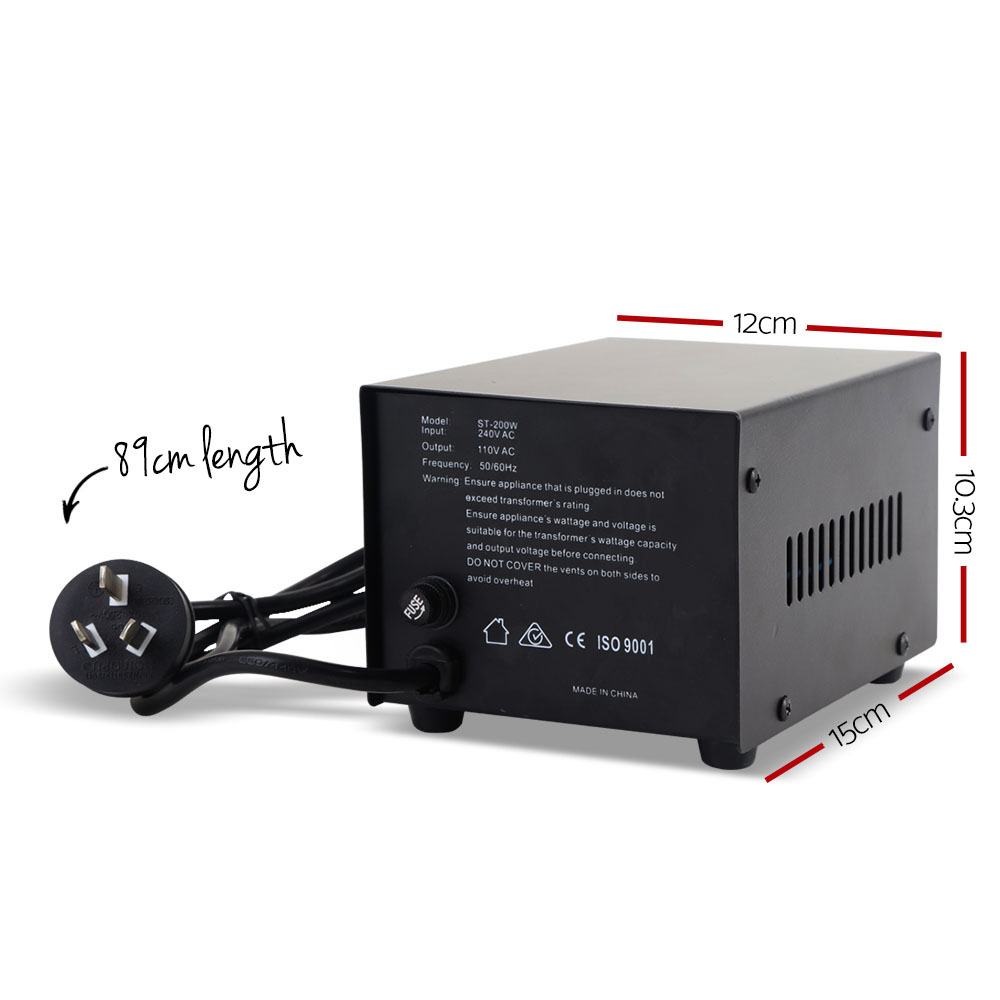 Giantz Step Down Transformer 200W 240V TO 110V Stepdown Voltage Converter AU-US - Image 2