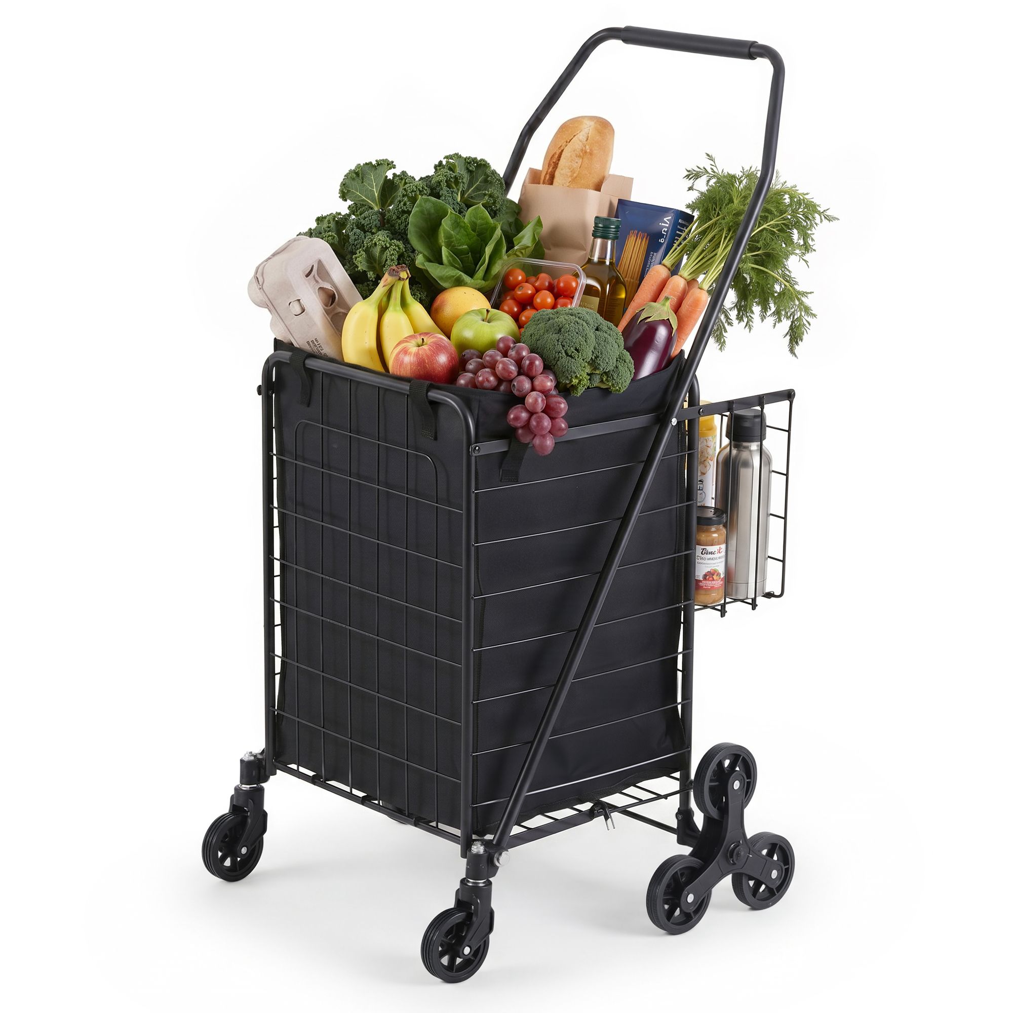 Emajin Shopping Trolley Cart Folding Aluminium Utility Cart Black - Image 2