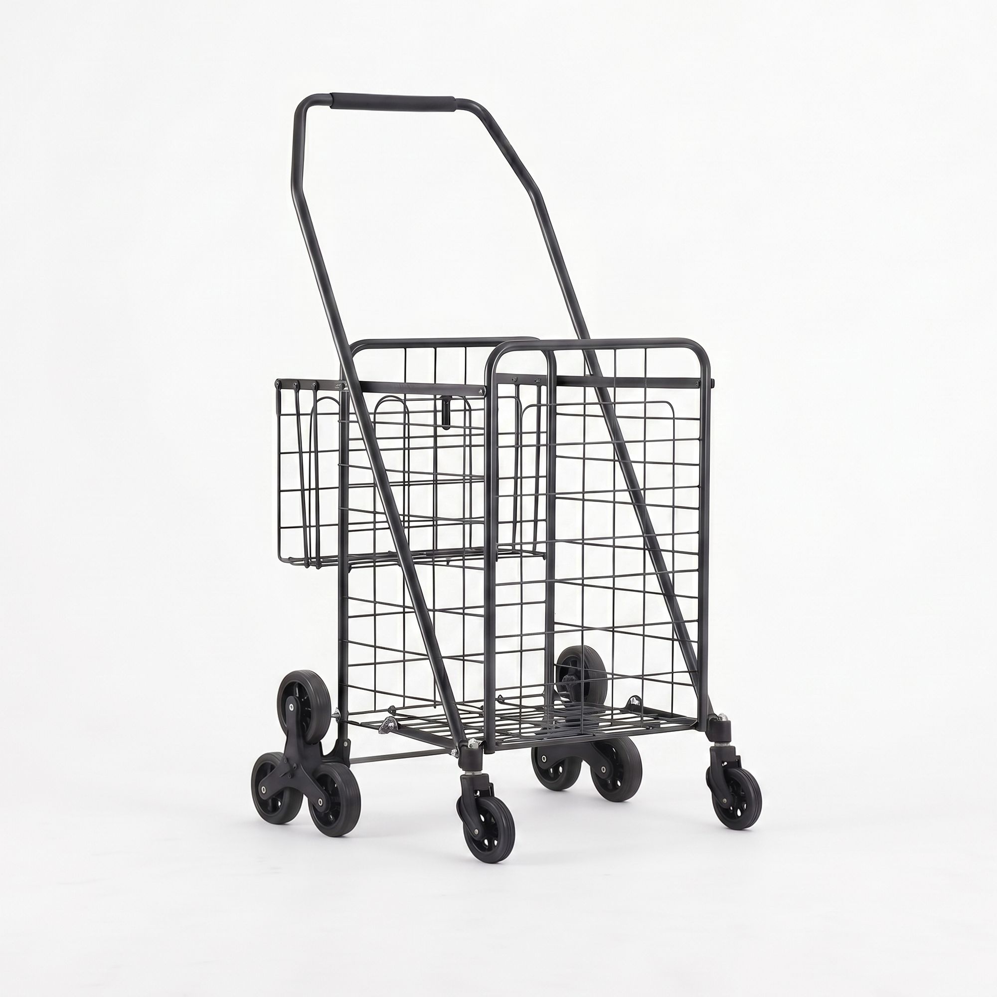 Emajin Shopping Trolley Cart Folding Aluminium Utility Cart Black - Image 4