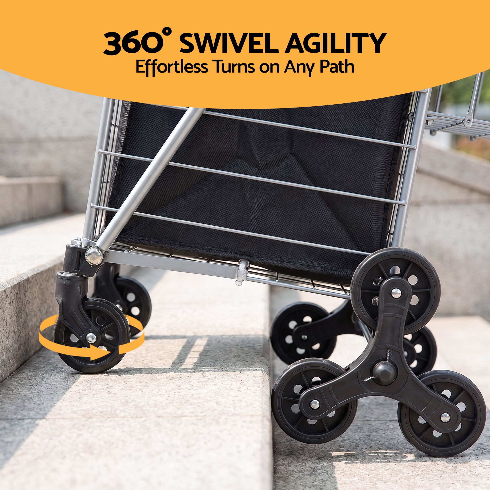 Emajin Shopping Trolley Cart Folding Aluminium Utility Cart Silver - Image 7