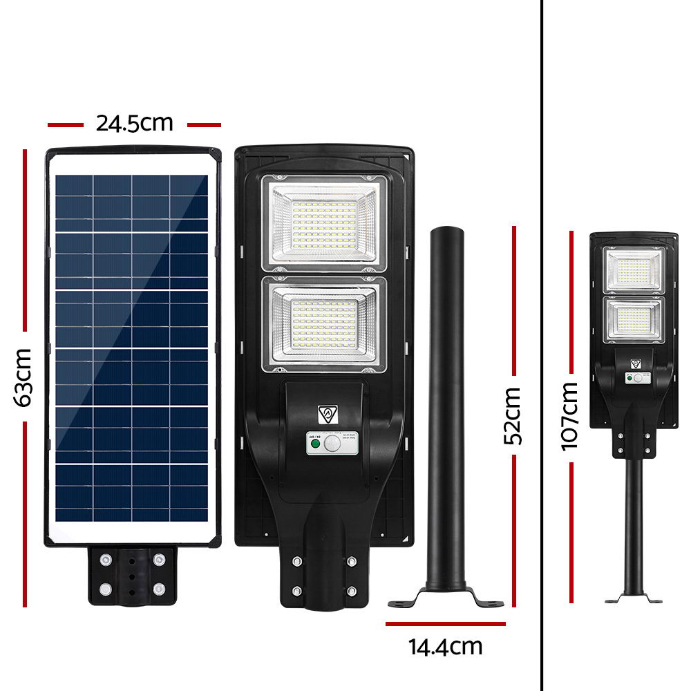 Leier 160 LED Solar Street Light 120W Flood Motion Sensor Remote Outdoor Wall Lamp x2 - Image 2