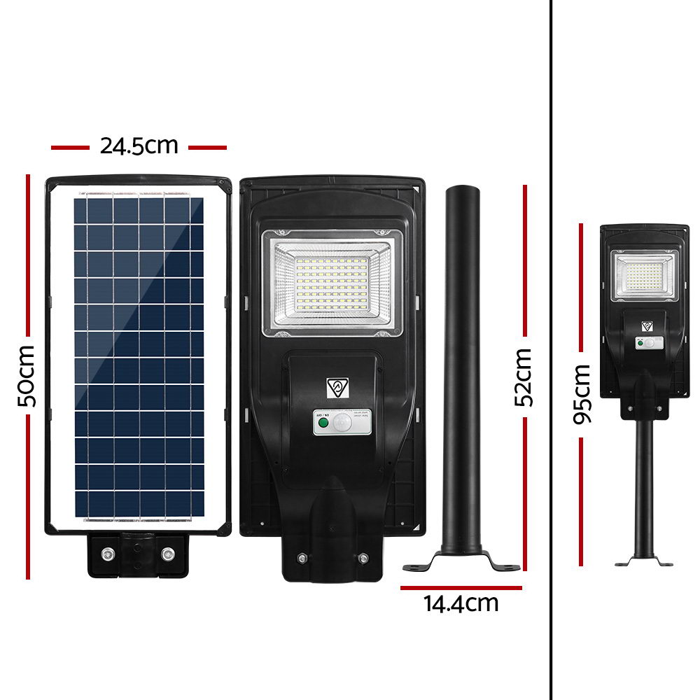 Leier 80 LED Solar Street Light 90W Flood Motion Sensor Remote Outdoor Wall Lamp - Image 2