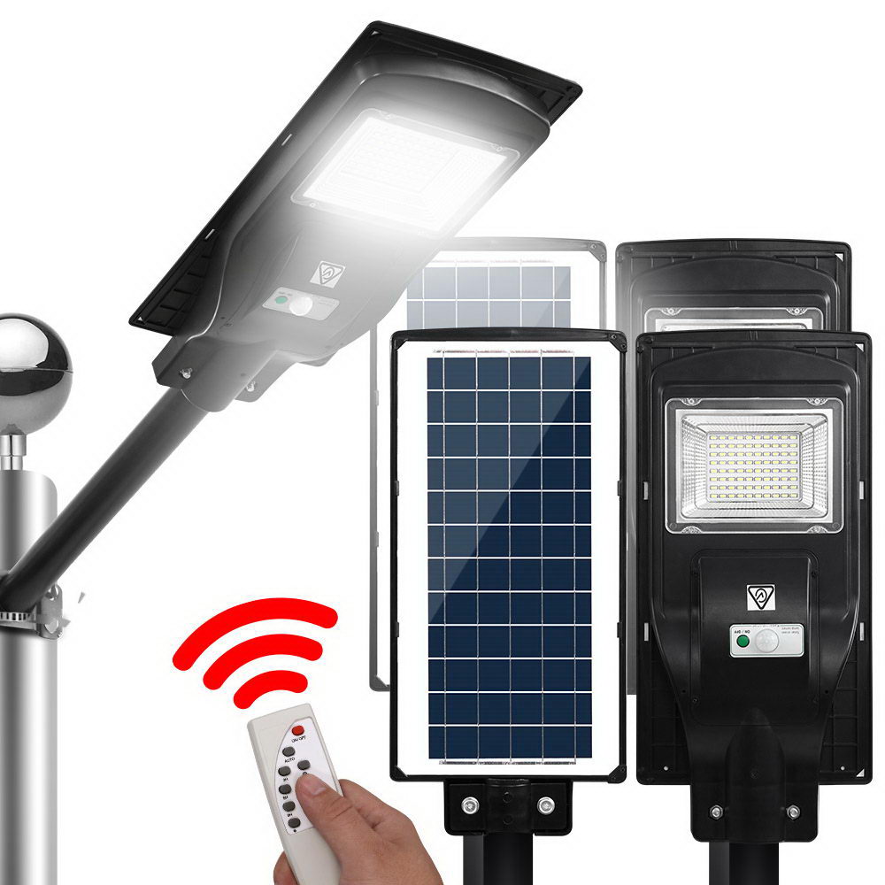 Leier 80 LED Solar Street Light 90W Flood Motion Sensor Remote Outdoor Wall Lamp x2 - Image 1