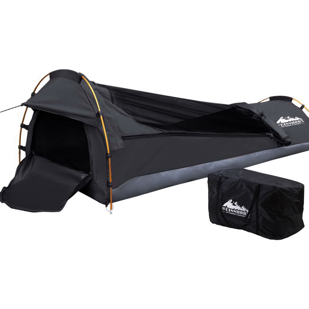 Weisshorn Camping Swag Single Biker Tent Free Standing Canvas Ripstop Grey - Image 1