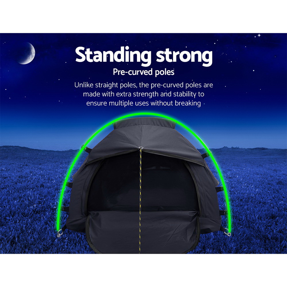Weisshorn Camping Swag Single Biker Tent Free Standing Canvas Ripstop Grey - Image 4