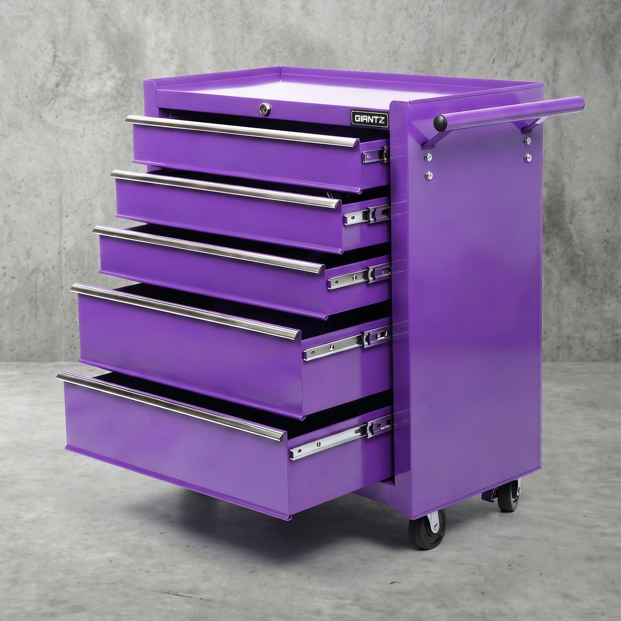 Giantz 5 Drawer Tool Chest Trolley Cabinet Toolbox Heavy Duty Garage Storage Organiser Purple - Image 1