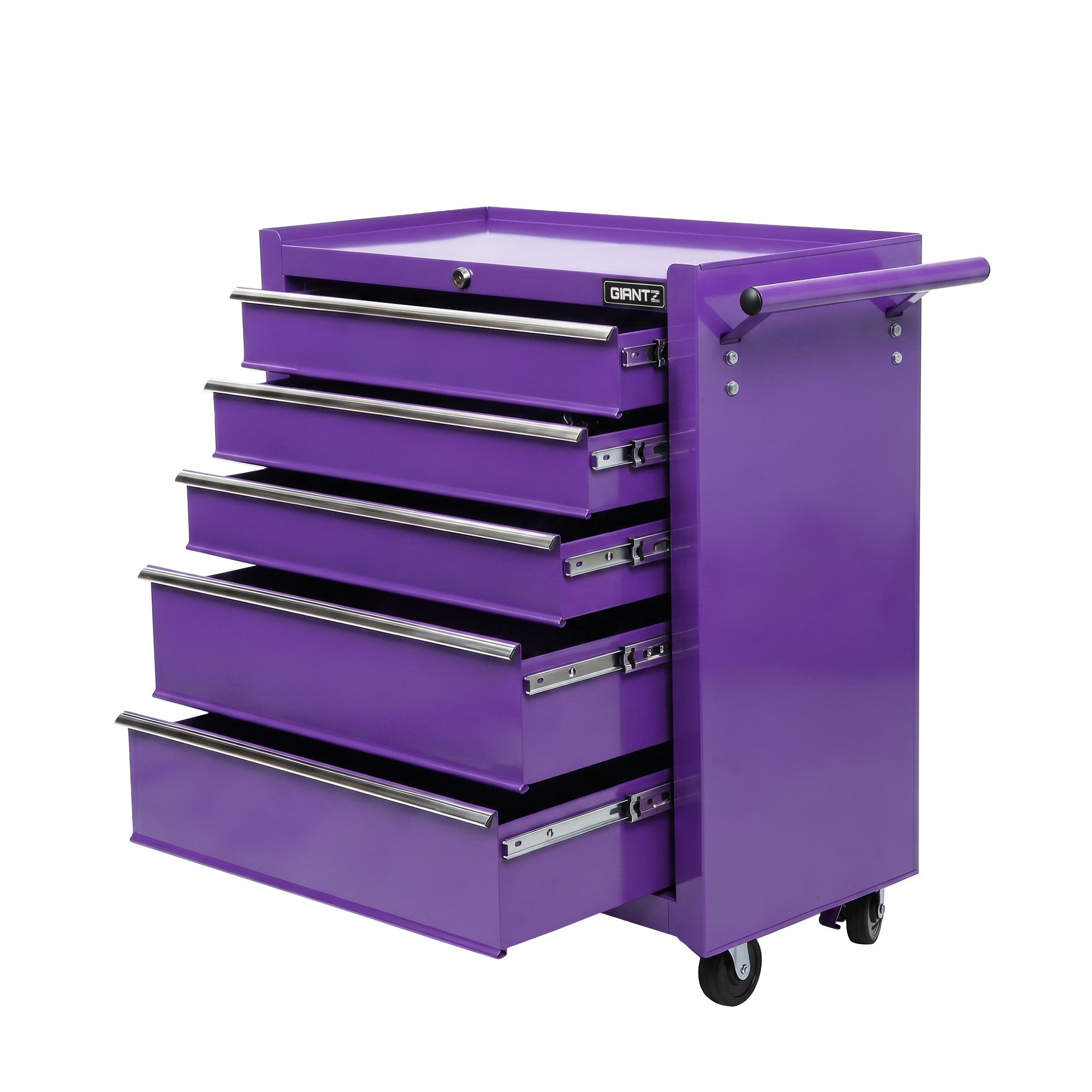 Giantz 5 Drawer Tool Chest Trolley Cabinet Toolbox Heavy Duty Garage Storage Organiser Purple - Image 2
