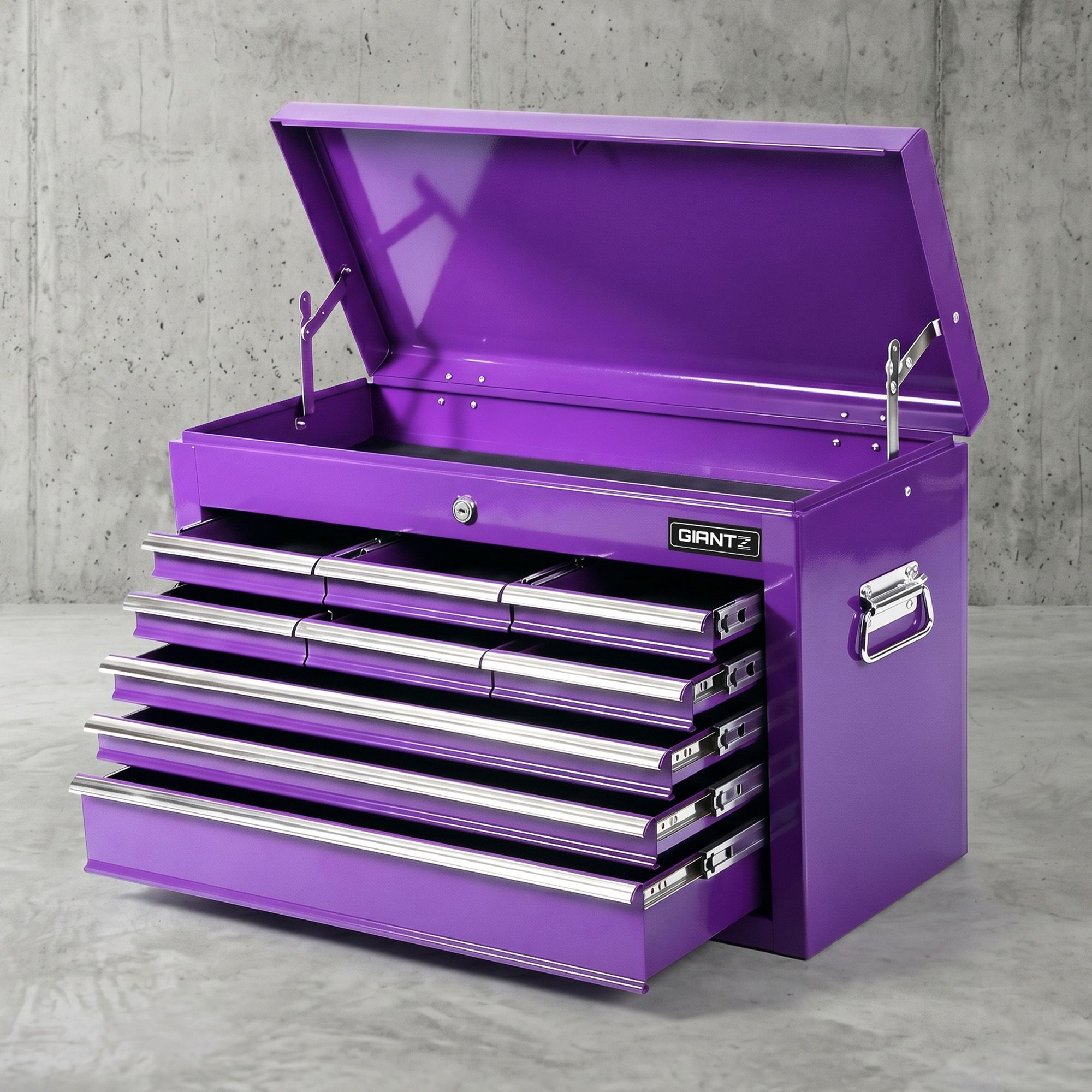 Giantz 9-Drawer Tool Cabinet Chest Toolbox Heavy Duty Garage Storage Organiser Purple - Image 1