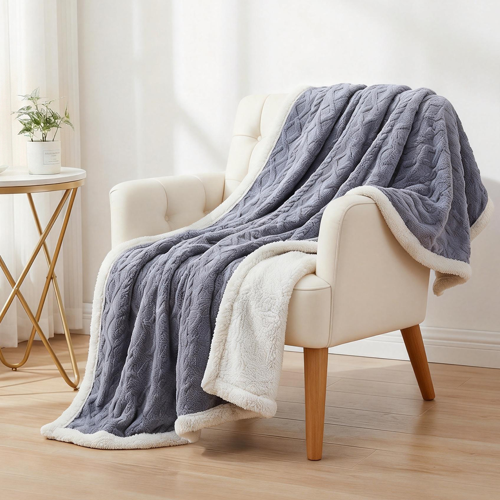 Giselle 152x203cm Throw Blanket Double-Sided Fleece Lightweight For Sofa Couch Bed Queen - Image 1
