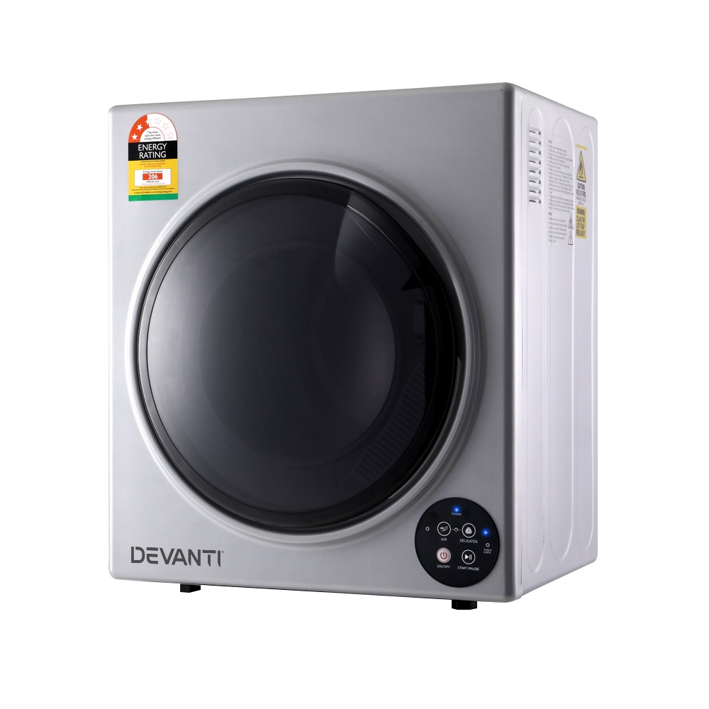 Devanti Tumble Dryer 5kg Fully Auto Silver - Image 1