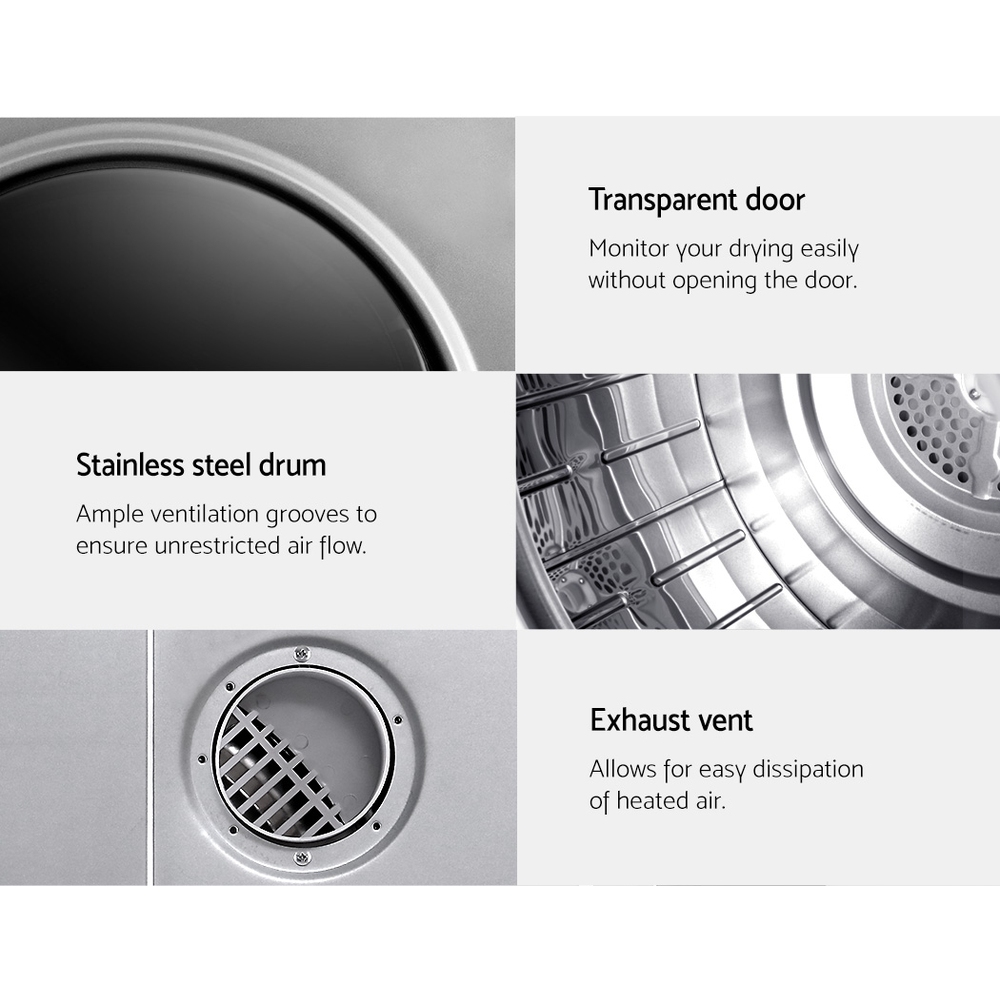 Devanti Tumble Dryer 5kg Fully Auto Silver - Image 6