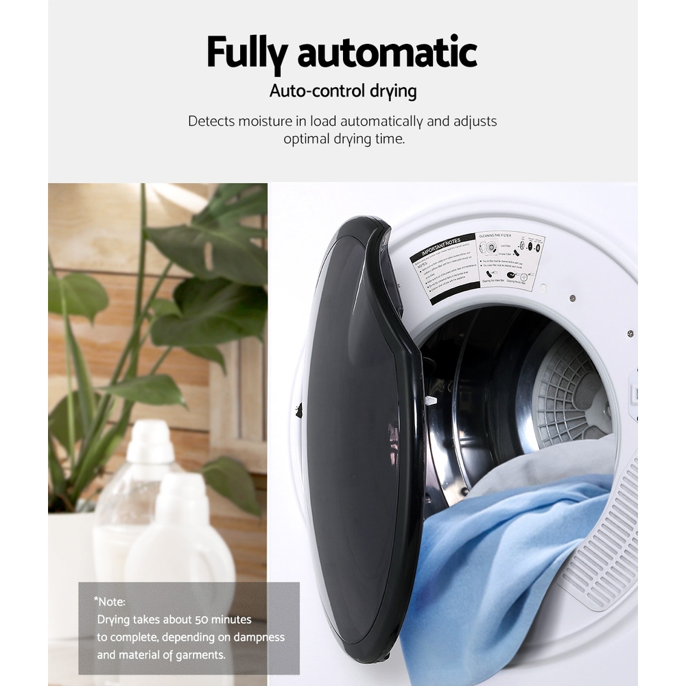 Devanti Tumble Dryer 5kg Fully Auto Black - Image 3