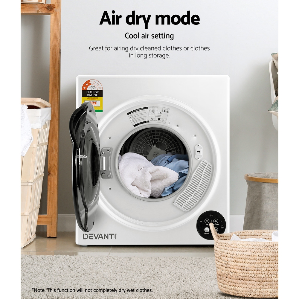 Devanti Tumble Dryer 5kg Fully Auto Black - Image 5