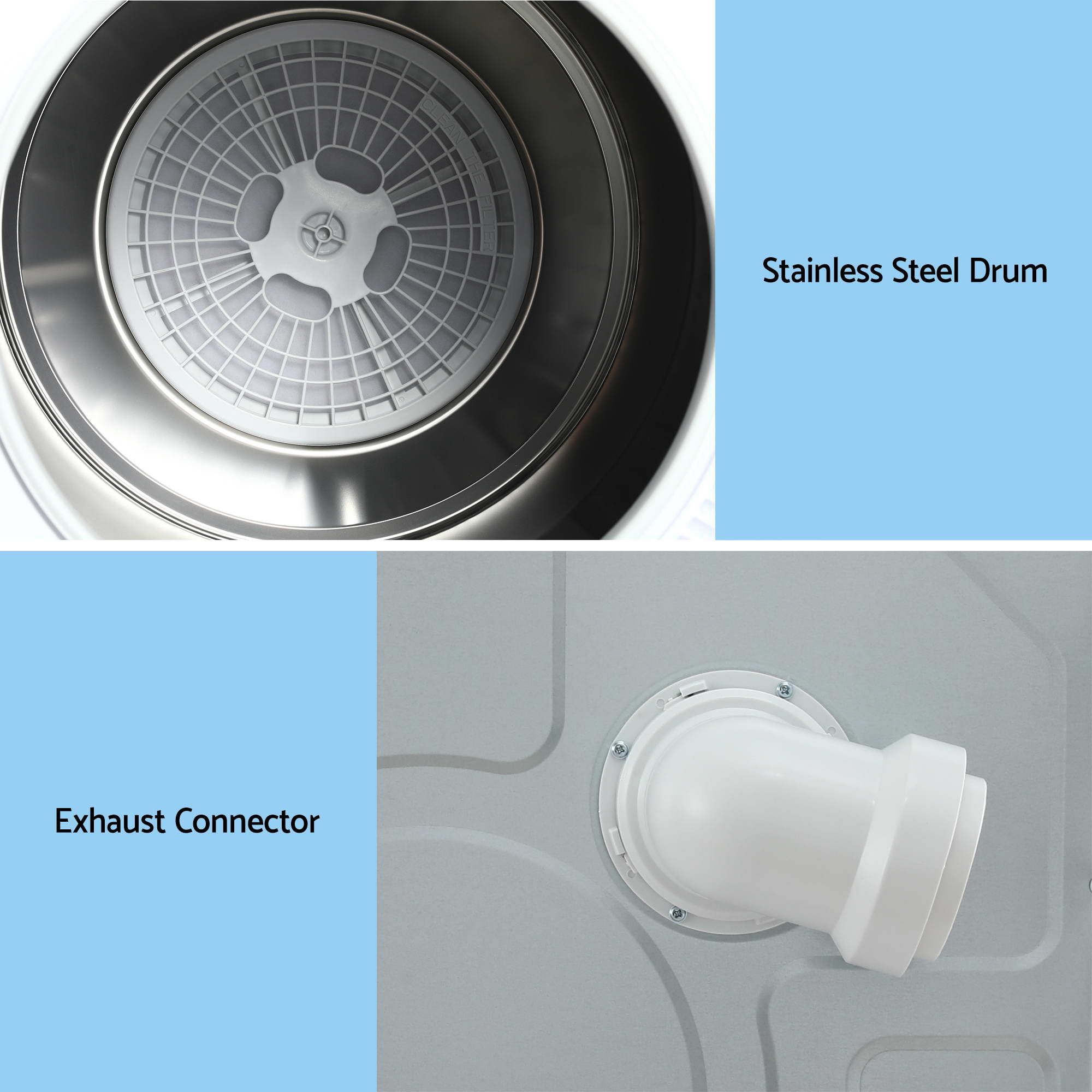 Devanti 6kg Tumble Dryer, Intelligent Touch Screen Clothes Dryer with 4 Drying Modes Stainless Steel Drum, 54x60x67.5cm - Image 8