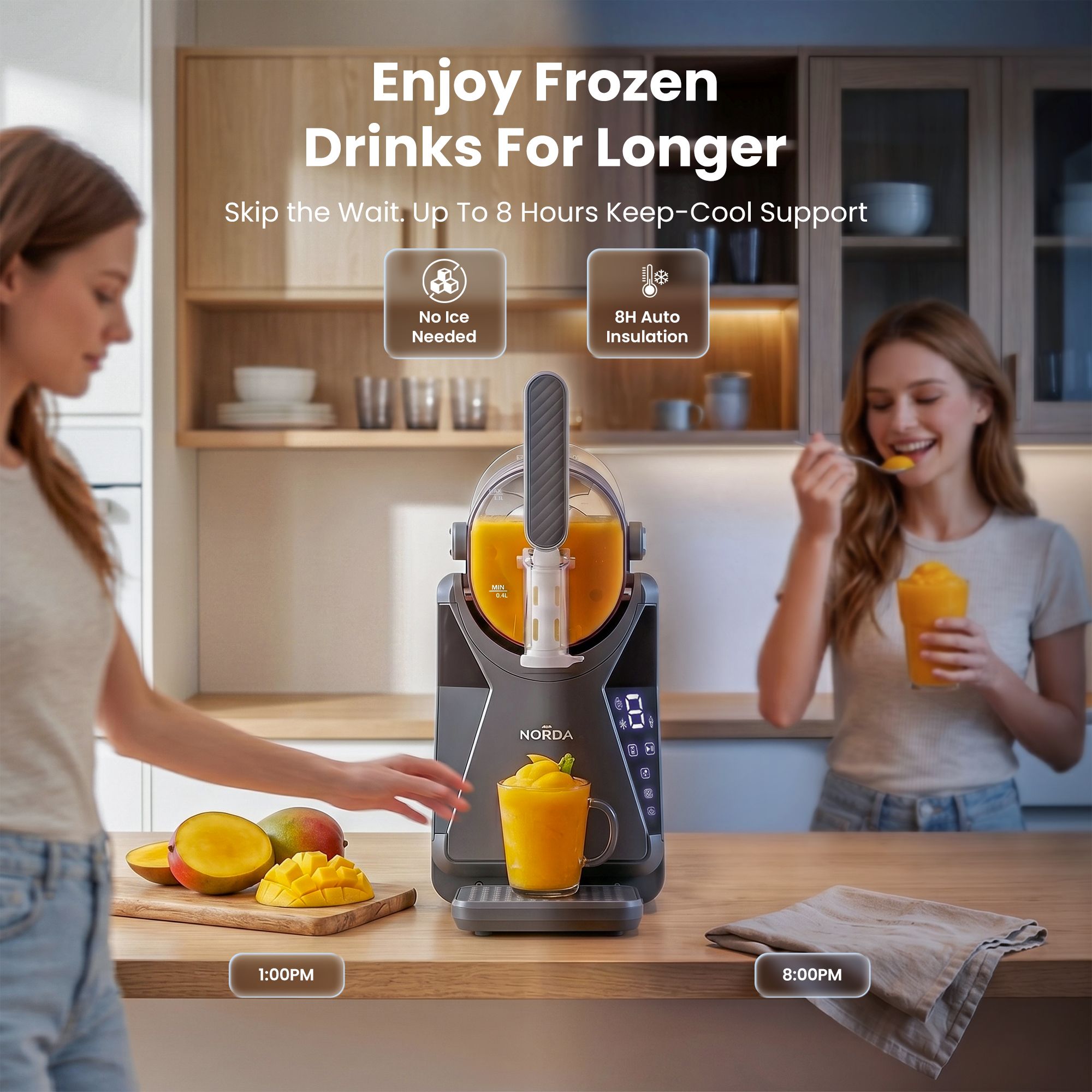 NORDA 1.3L Slushie Machine Frozen Drink Maker Slushy Ice Cream Maker No Ice Compressor Touchscreen for Home BBQ Party - Image 5