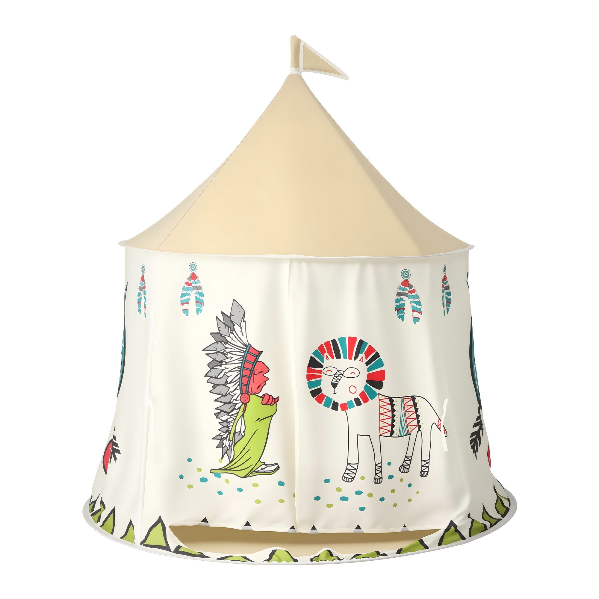 Keezi Kids Play Tent Playhouse Castle with Window Flag Carry Bag 115cmx115cm - Image 3