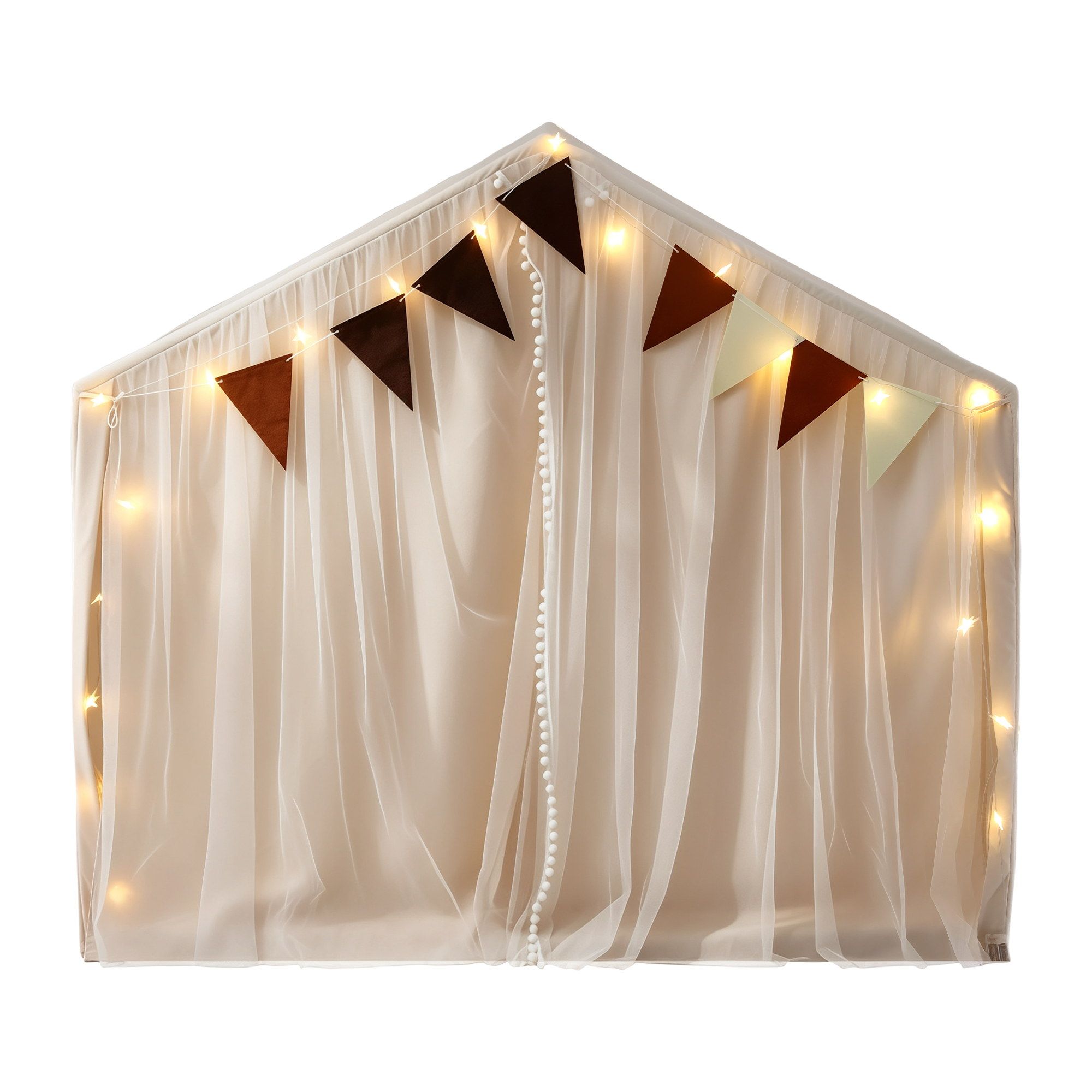 Keezi Kids Play Tent with Star Lights Windows Flag 144cmx95cm Playhouse - Image 3