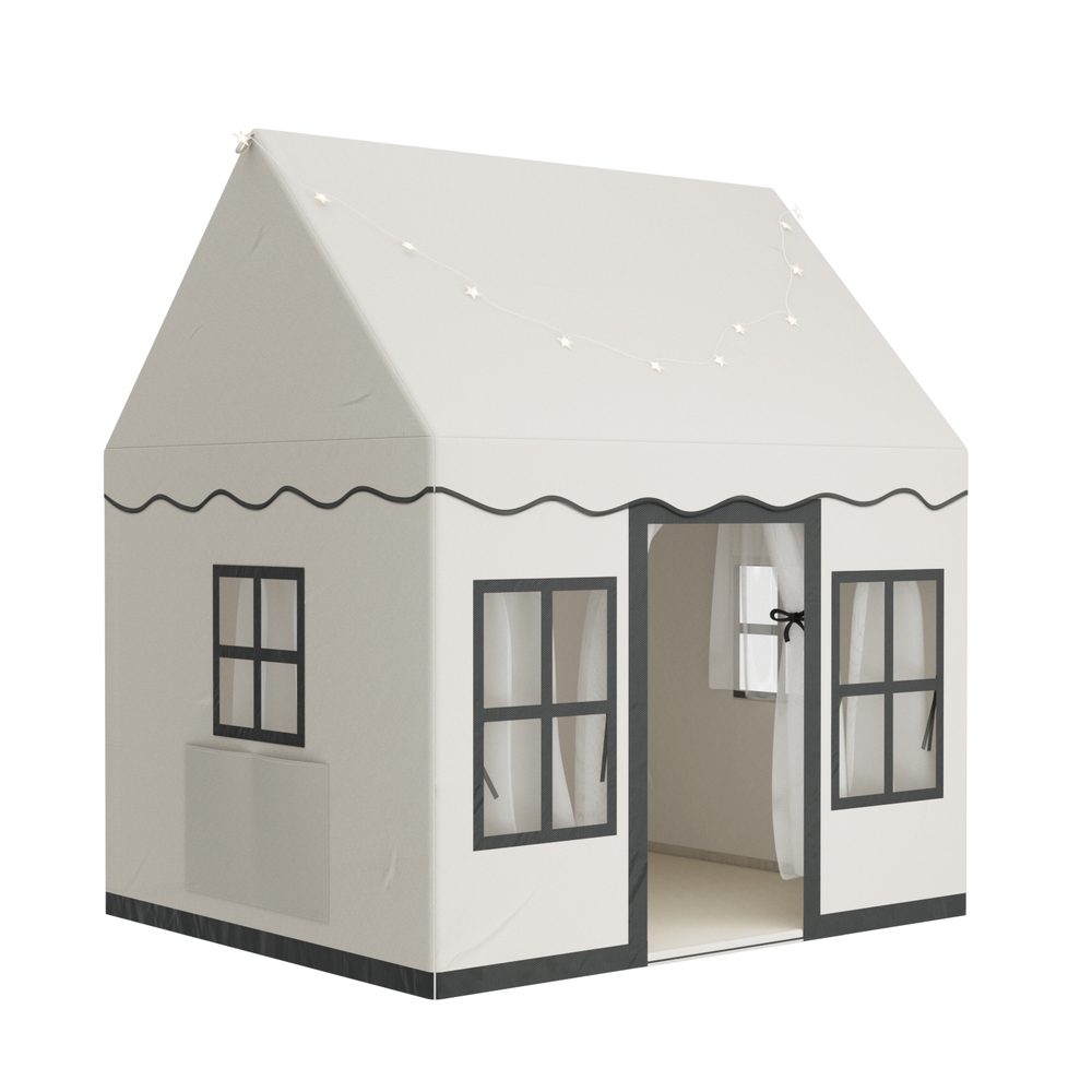Keezi Kids Play Tent Playhouse Castle with String Lights Floor Mat Side Pocket - Image 1