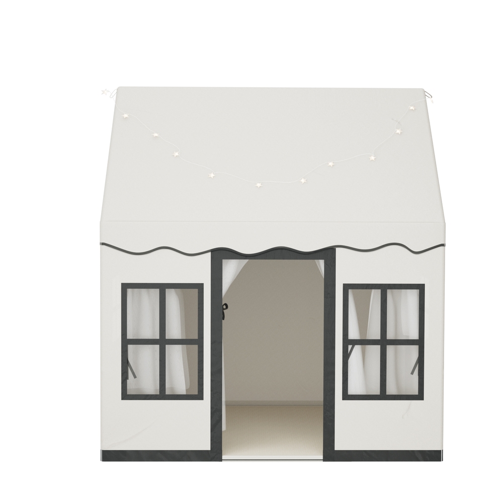 Keezi Kids Play Tent Playhouse Castle with String Lights Floor Mat Side Pocket - Image 3