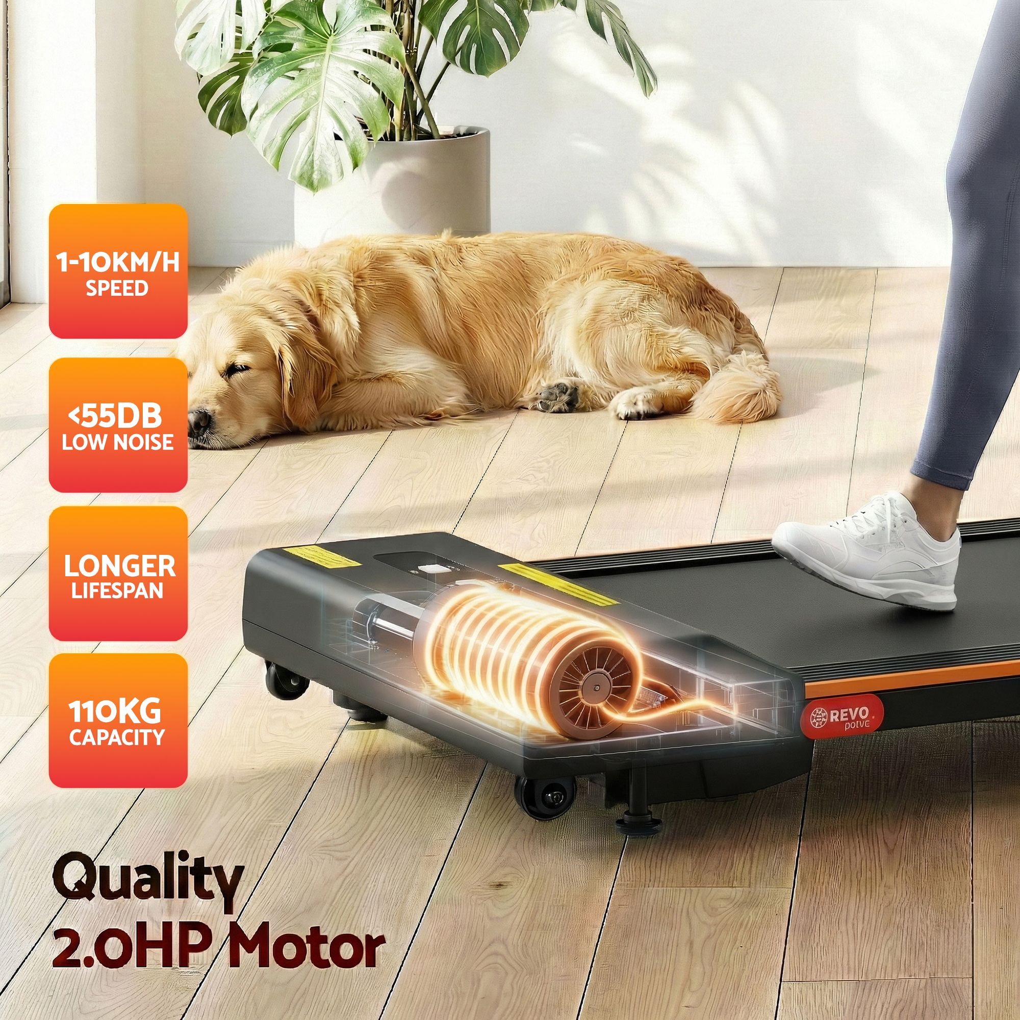 Everfit 3 in 1 Walking Pad Treadmill 12% Incline Under Desk Treadmills for Home Gym With 38cm Wide Belt - Image 8