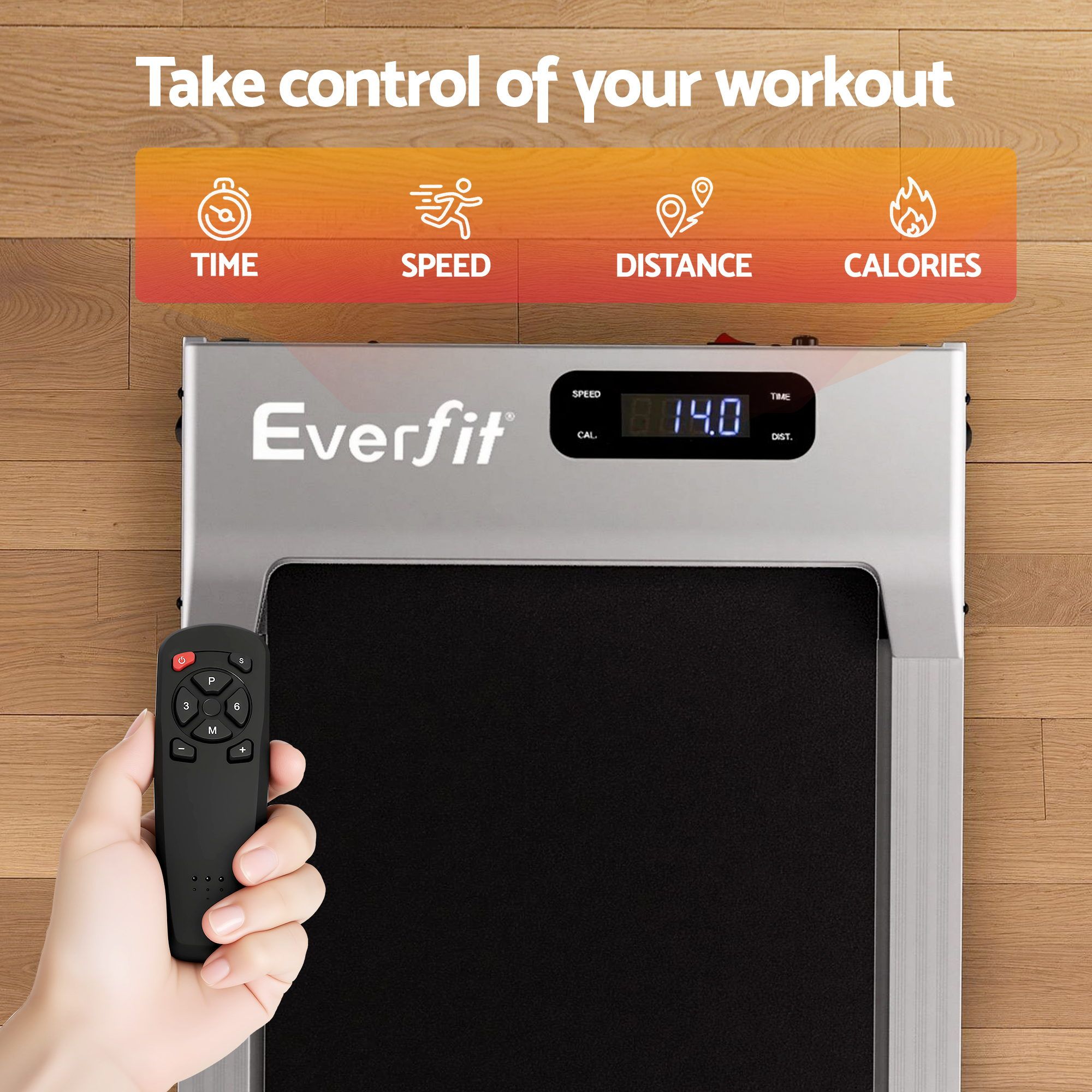 Everfit 3 in 1 Walking Pad Treadmill 12% Incline Under Desk Treadmills for Home Gym With 38cm Wide Belt Silver - Image 7