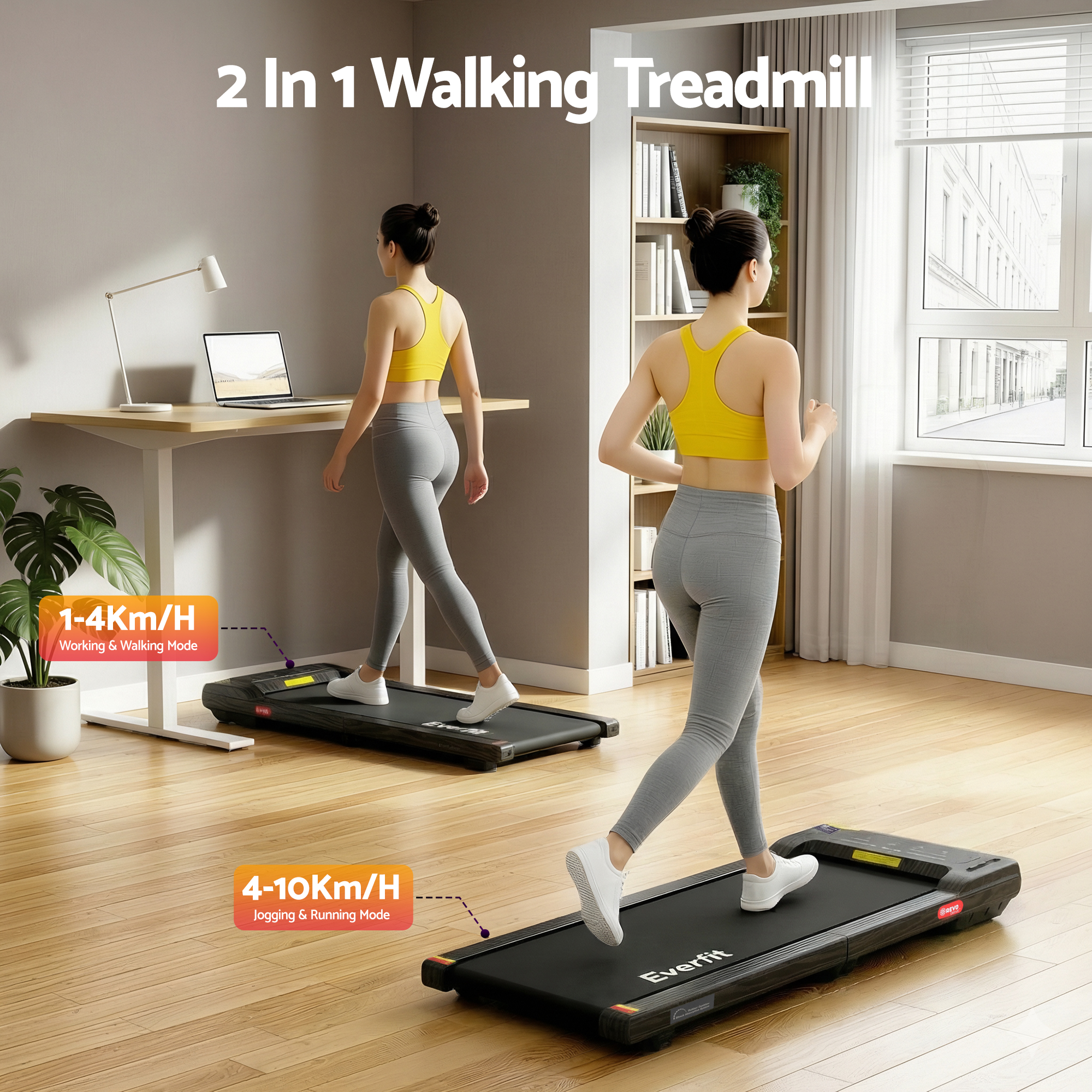 Everfit Walking Pad Treadmill 2 in 1 Foldable Under Desk for Home Gym With 38cm Belt With APP - Image 4