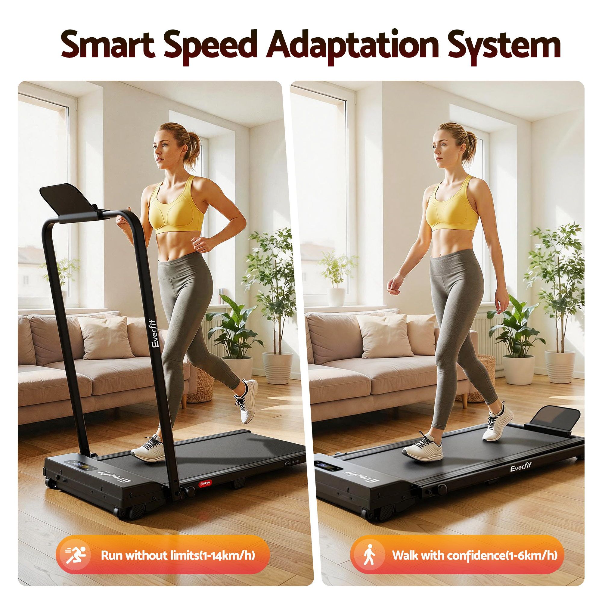 Everfit 3 in 1 Walking Pad Treadmill 12% Incline Under Desk Foldable Treadmills for Home Gym With 38cm Wide Belt APP Control - Image 4