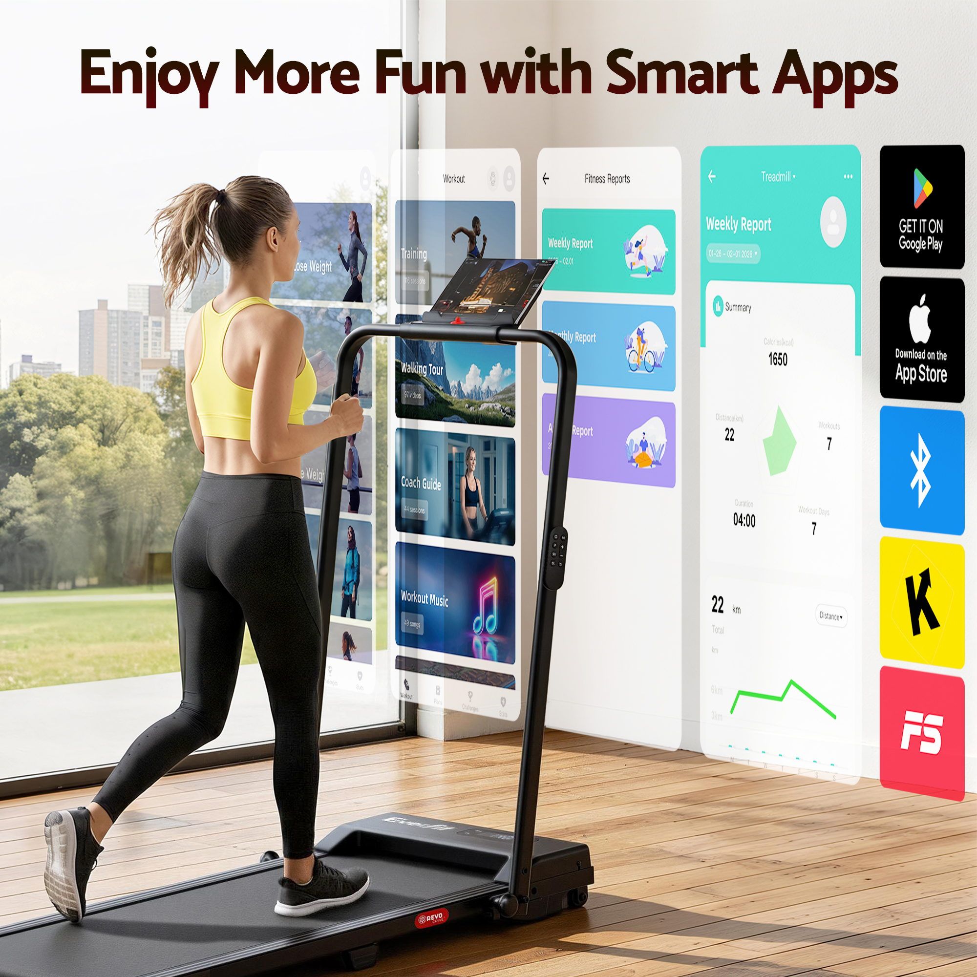 Everfit 3 in 1 Walking Pad Treadmill 12% Incline Under Desk Foldable Treadmills for Home Gym With 38cm Wide Belt APP Control - Image 7
