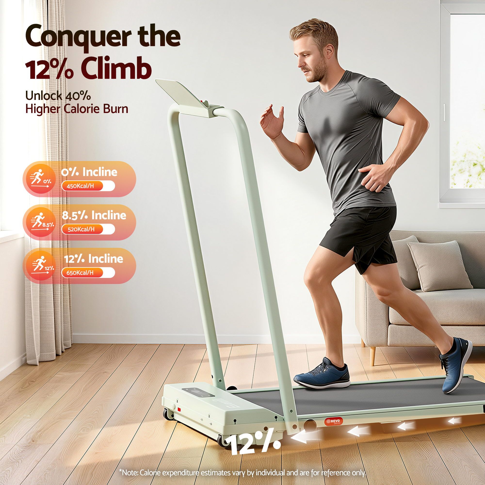 Everfit 3 in 1 Walking Pad Treadmill 12% Incline Under Desk Foldable Treadmills for Home Gym With 38cm Wide Belt APP Control - Image 5