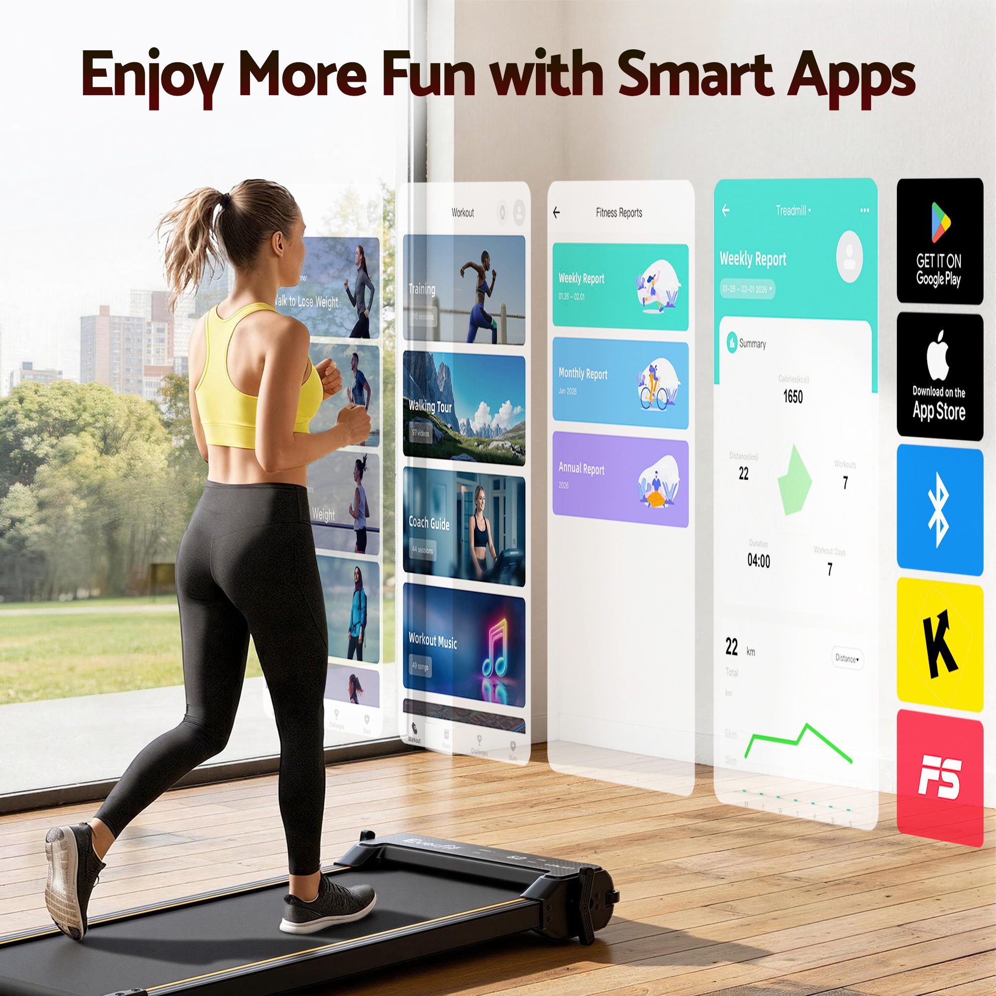 Everfit 2 in 1 Walking Pad Treadmill Dual-Sided Under Desk Treadmills with Foot Massage for Home Gym with App Control Black - Image 5