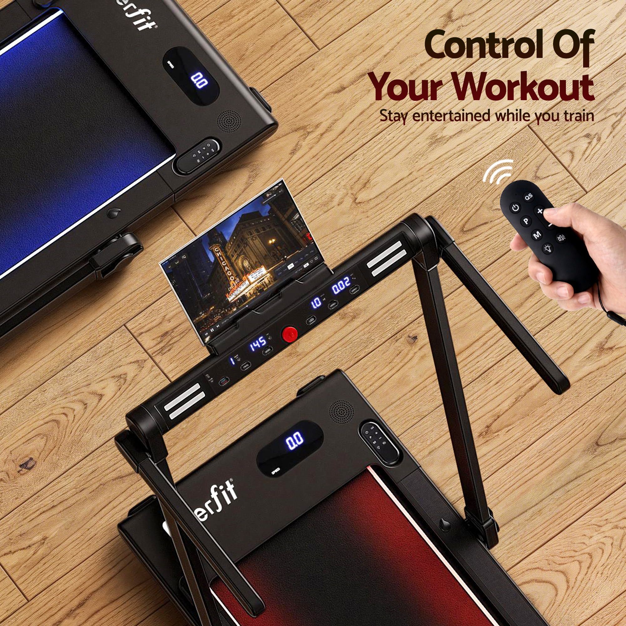 Everfit 3 in 1 Walking Pad Treadmill With Led Lights Foldable Under Desk Treadmills for Home Gym 40cm Wide Belt Black - Image 8