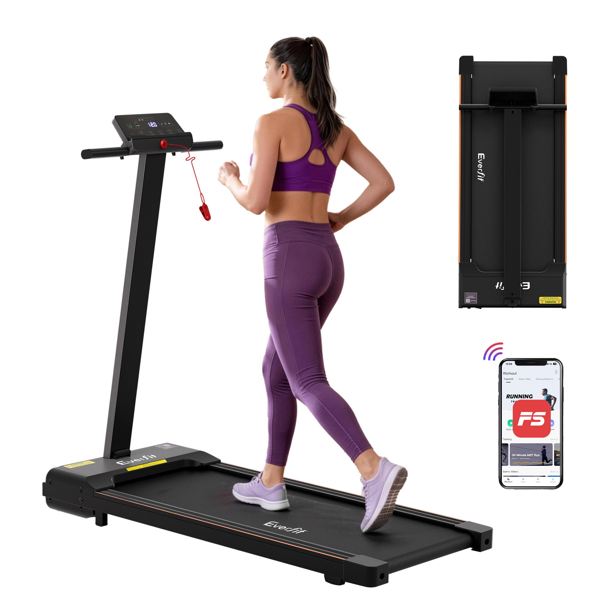 Everfit Walking Pad Treadmill 2 in 1 Foldable for Home Gym 40cm Wide Belt 12 Programs with App - Image 1