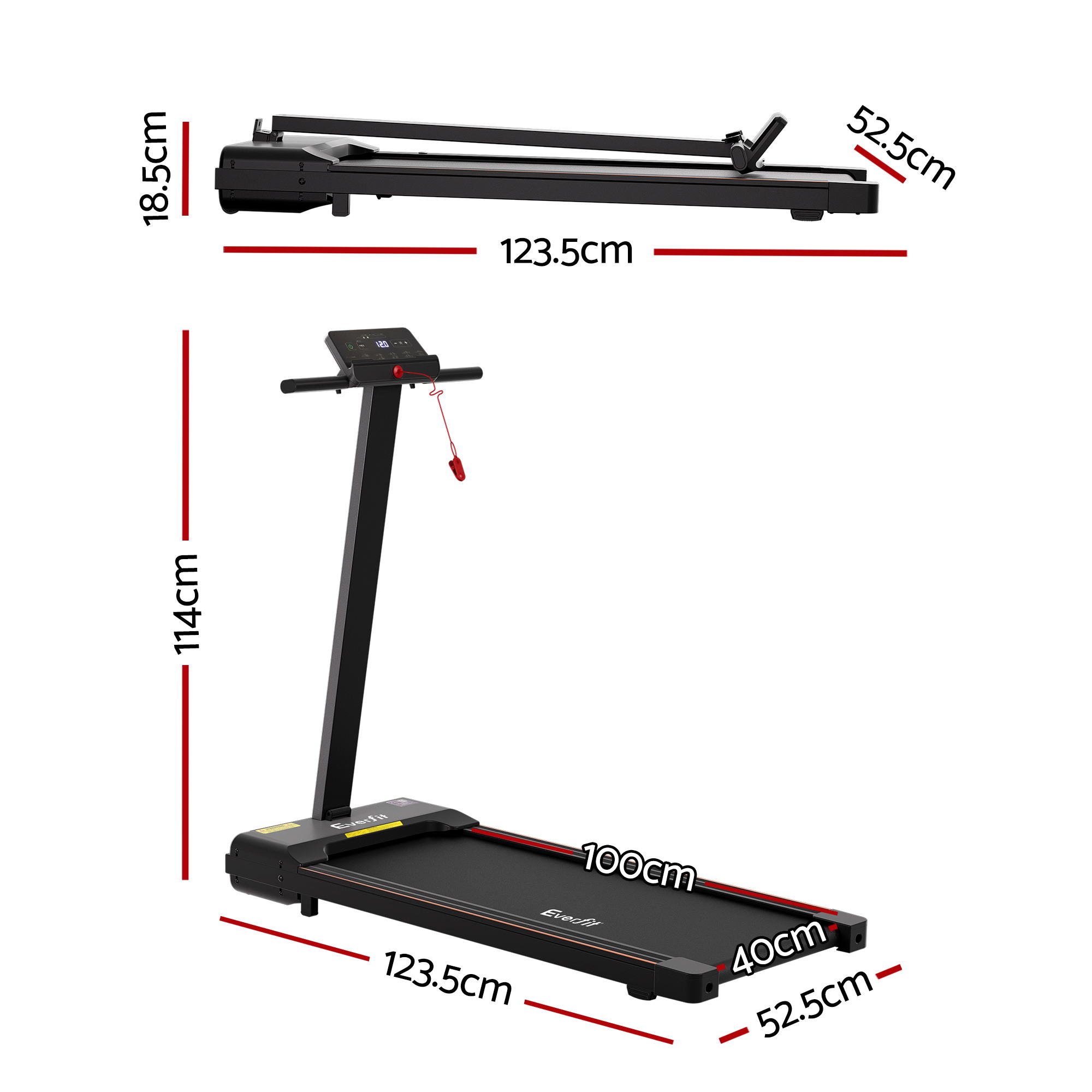 Everfit Walking Pad Treadmill 2 in 1 Foldable for Home Gym 40cm Wide Belt 12 Programs with App - Image 2