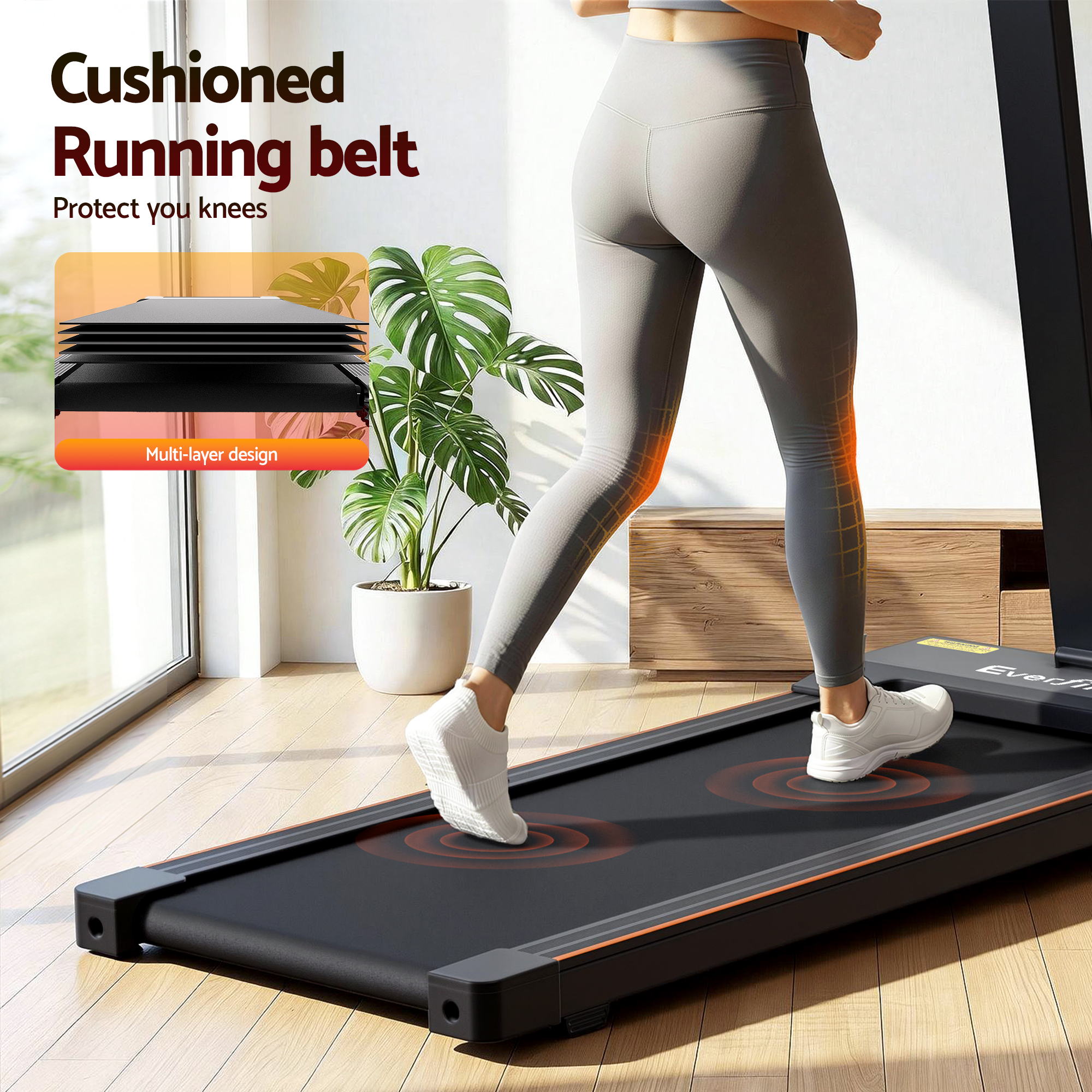 Everfit Walking Pad Treadmill 2 in 1 Foldable for Home Gym 40cm Wide Belt 12 Programs with App - Image 8
