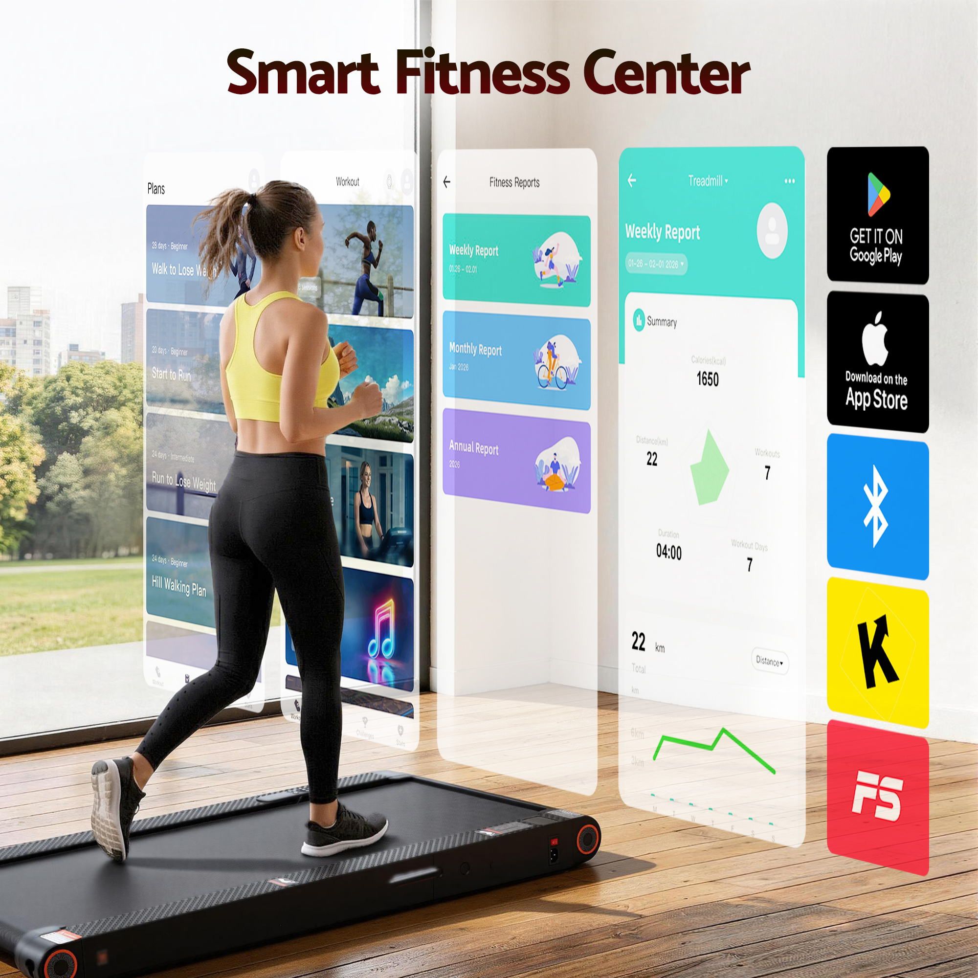 Everfit 4 in 1 Vibration Walking Pad Treadmill Under Desk Treadmills for Home Gym with App Control 380mm Black - Image 5