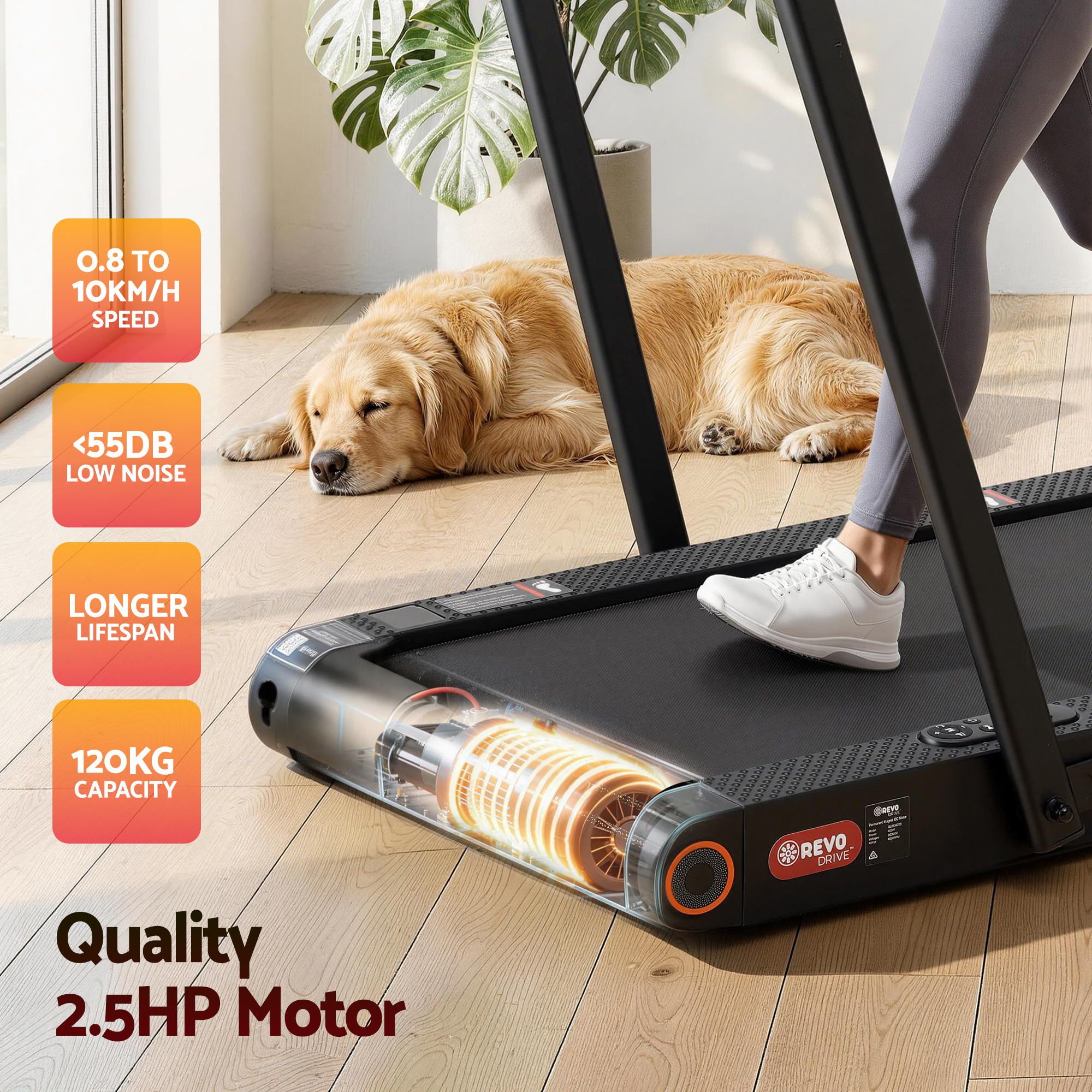 Everfit 4 in 1 Vibration Walking Pad Treadmill Under Desk Treadmills for Home Gym with App Control 380mm Black - Image 6