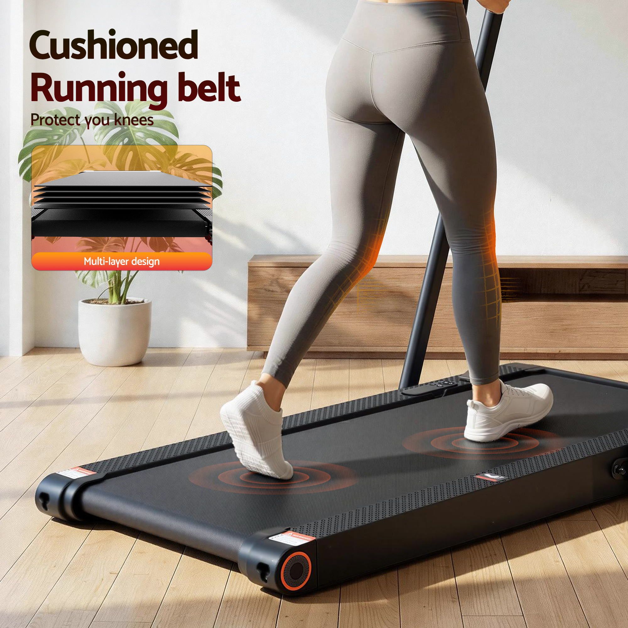 Everfit 4 in 1 Vibration Walking Pad Treadmill Under Desk Treadmills for Home Gym with App Control 380mm Black - Image 7