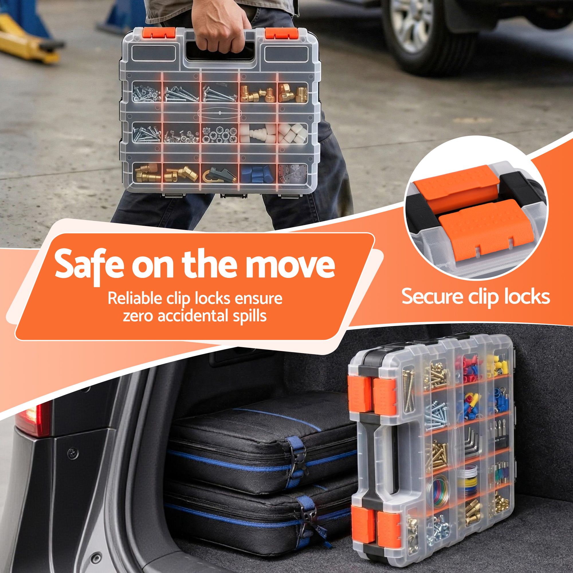 Giantz Double Sided Tool Box Organizer with 34 Compartment Small Parts Storage - Image 7