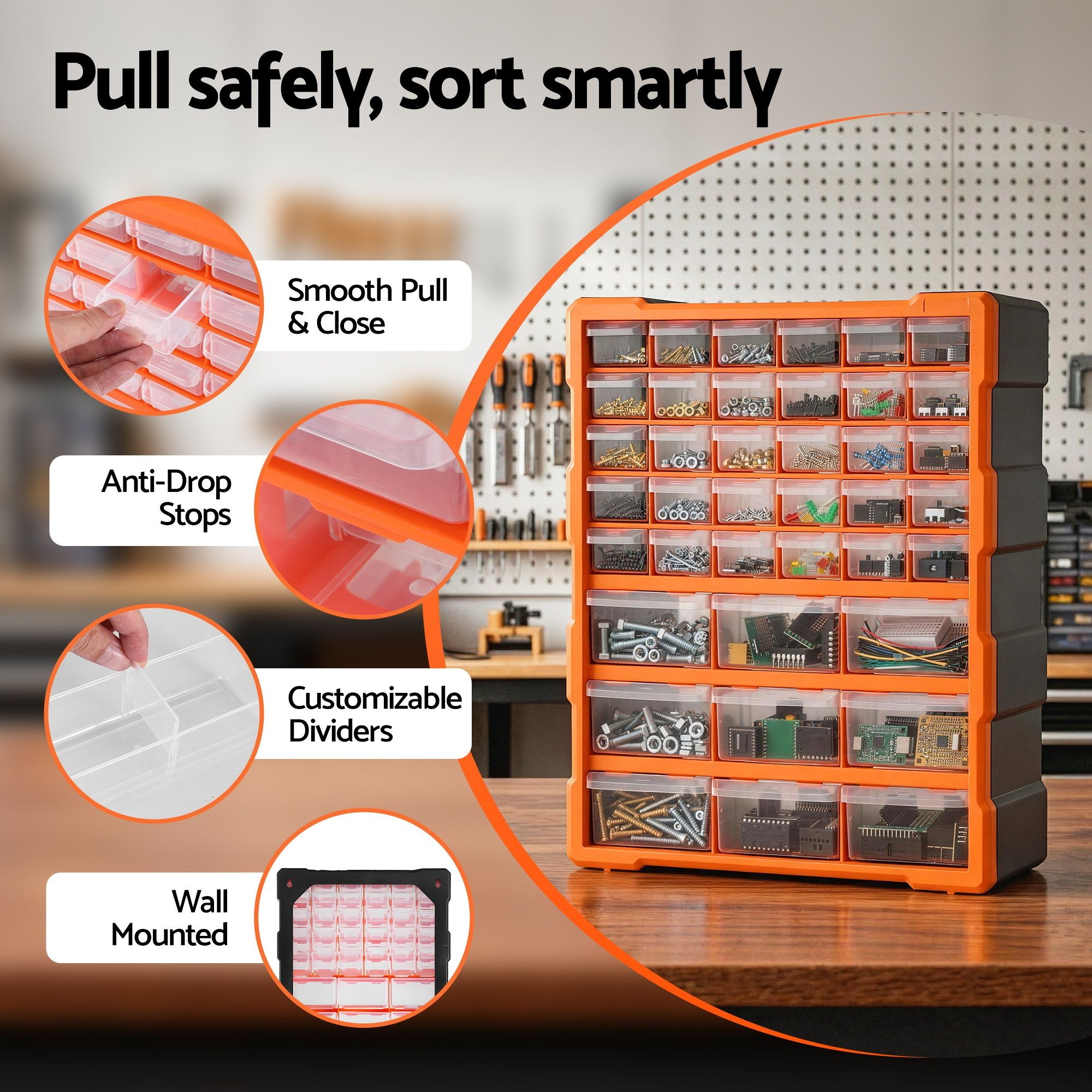 Giantz 39-Drawer Tool Storage Cabinet Anti-Drop Hardware Organizer - Image 5