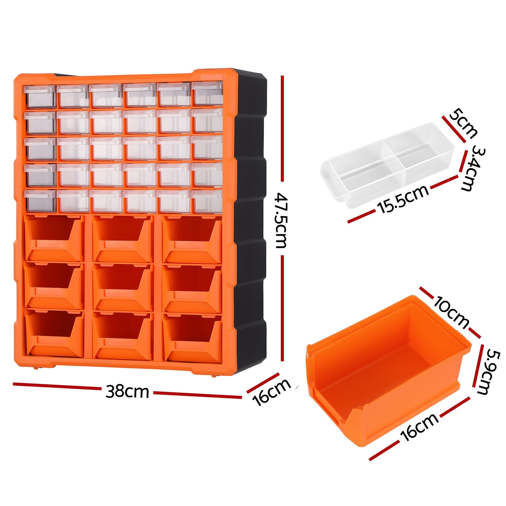 Giantz Tool Organizer 39-Drawer Hardware Cabinet Screw Storage Box Anti-Drop - Image 3