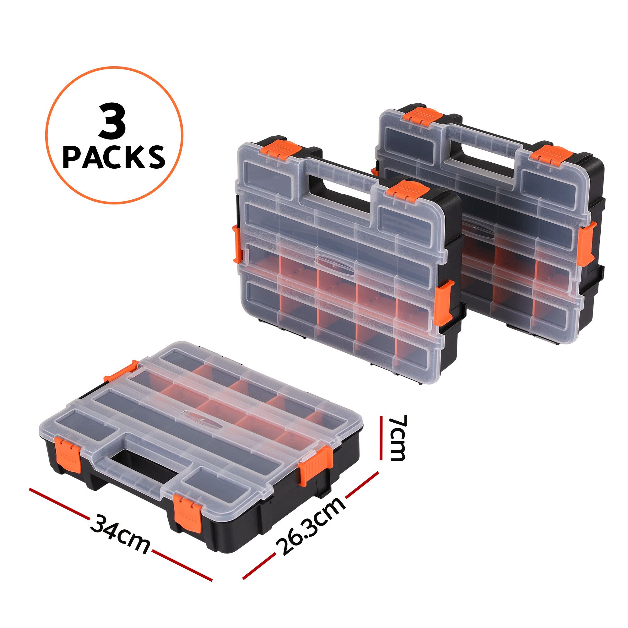 Giantz 3 Pack Tool Box Organizer with Hardware Storage Box for Small Parts - Image 3