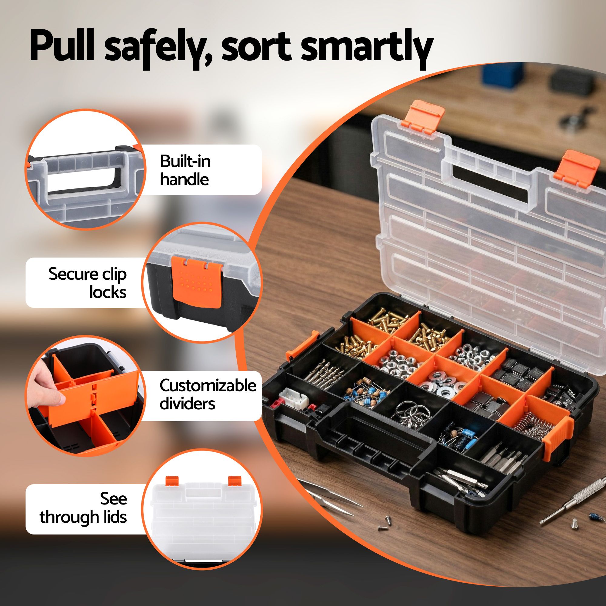 Giantz 3 Pack Tool Box Organizer with Hardware Storage Box for Small Parts - Image 5