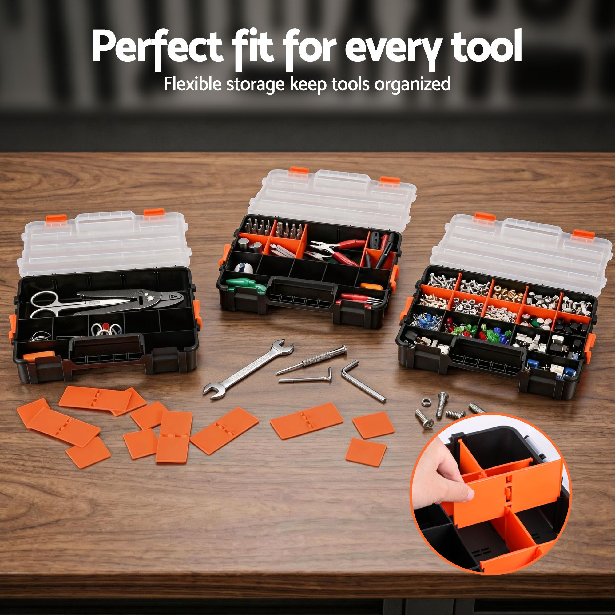 Giantz 3 Pack Tool Box Organizer with Hardware Storage Box for Small Parts - Image 6